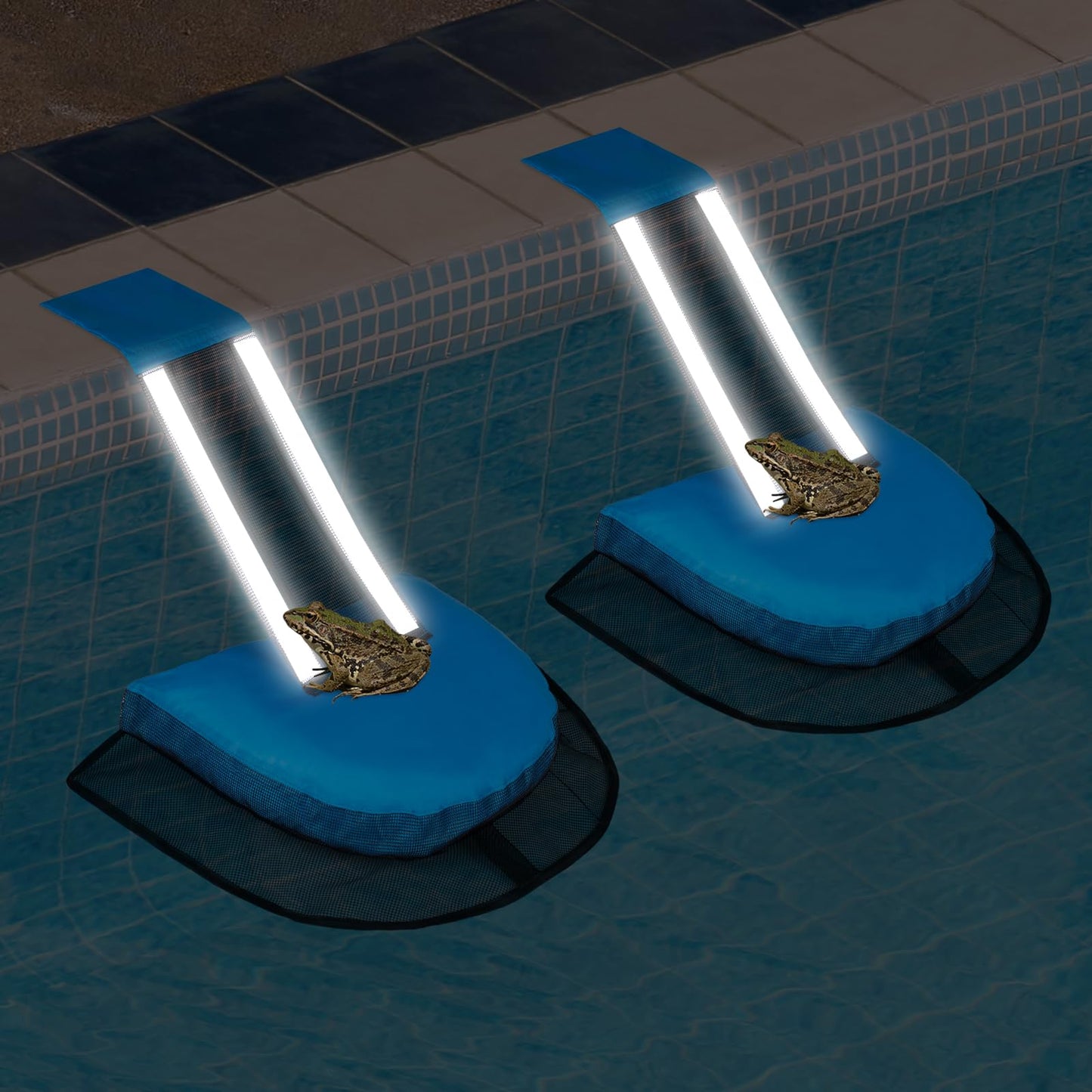2Pcs Pro Animal Frog Wildlife Saving Saver Escape Ramp Bridge for Swimming Pool Floating Small Animal Critter Ducks Escape Ramp Frog Pads for Pool Log Device Reduces Maintenance Accessories (Blue, L) 🍁 All In One Marketplace Canada