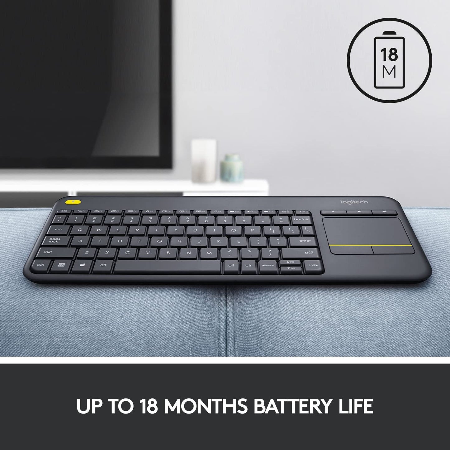 Logitech K400 Plus Wireless Touch TV Keyboard with Easy Media Control and Built-in Touchpad, HTPC Keyboard for PC-Connected TV, Windows, Android, ChromeOS, Laptop, Tablet - Black 🍁 All In One Marketplace Canada