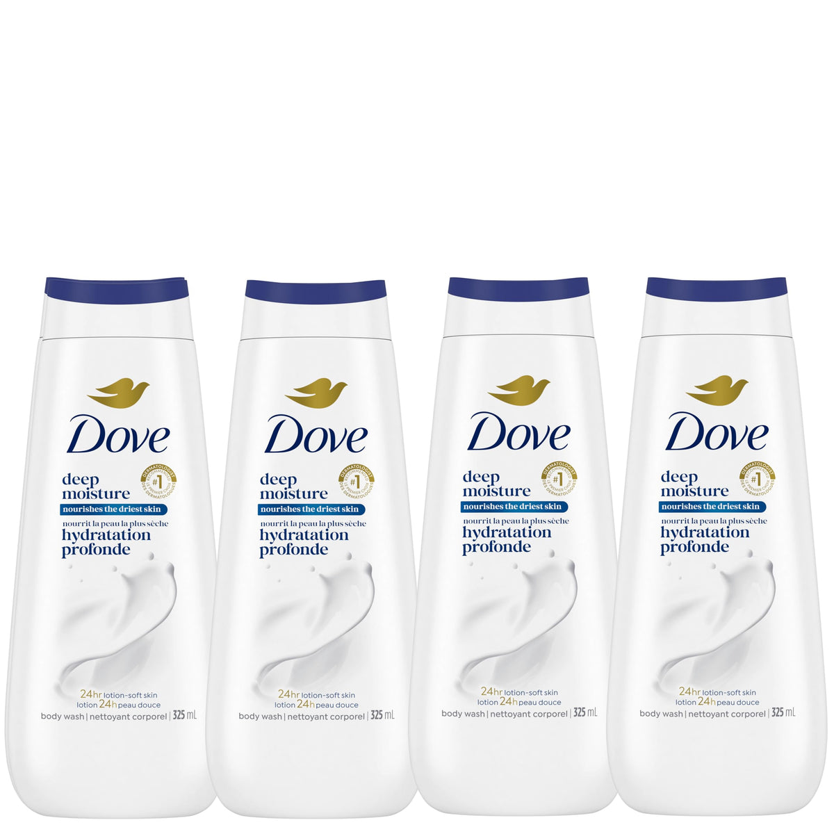 Dove Body Wash Deep Moisture, for 24hr Lotion-Soft Skin Moisturizing Skin Cleanser with No Sulfates No Parabens, 325mL (Pack of 4) 🍁 All In One Marketplace Canada