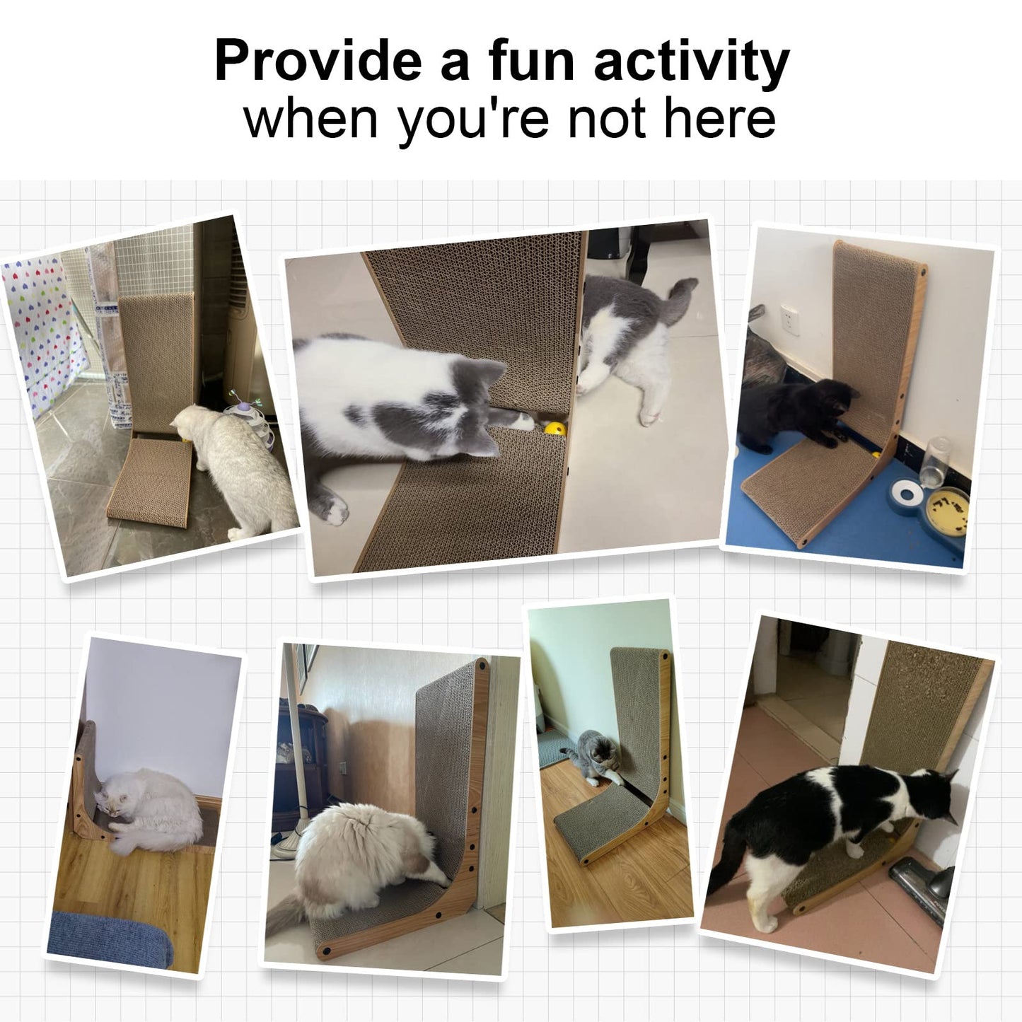 FUKUMARU Cat Scratcher, 68 CM L Shape Cat Scratch Pad Wall Mounted, Cat Scratching Cardboard with Ball Toy for Indoor Cats, Large Size 🍁 All In One Marketplace Canada