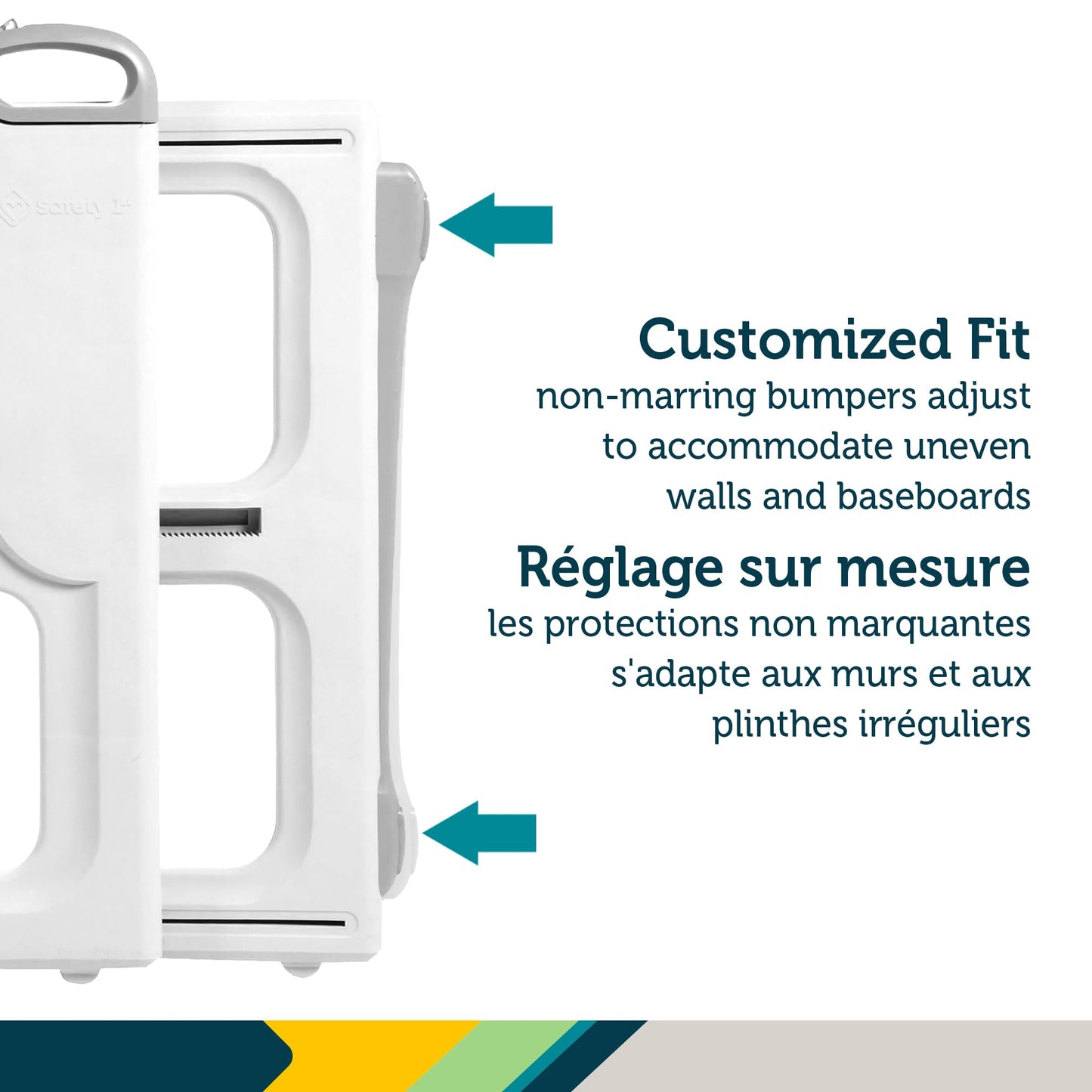 Safety 1st Perfect Fit Gate, Pressure or Hardware installed - Fits Spaces Between 28" and 42" Wide, 28" Tall. Pivoting Bumper For Uneven Openings, Solid Panel Design, Perfect for babies and Pets, White 🍁 All In One Marketplace Canada