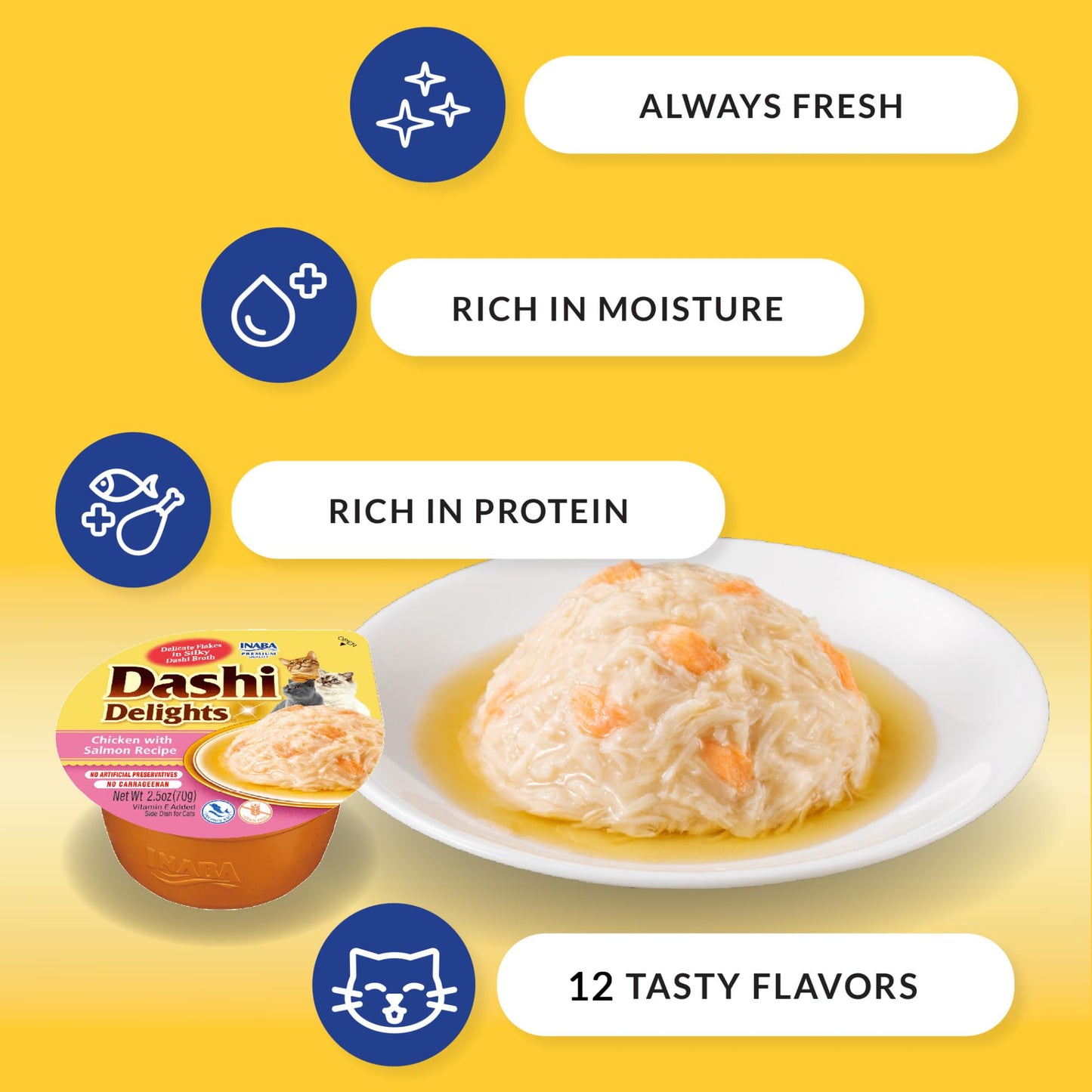 INABA Dashi Delights for Cats, 70 gram Cup, 12 Cups Total, Chicken Variety 🍁 All In One Marketplace Canada