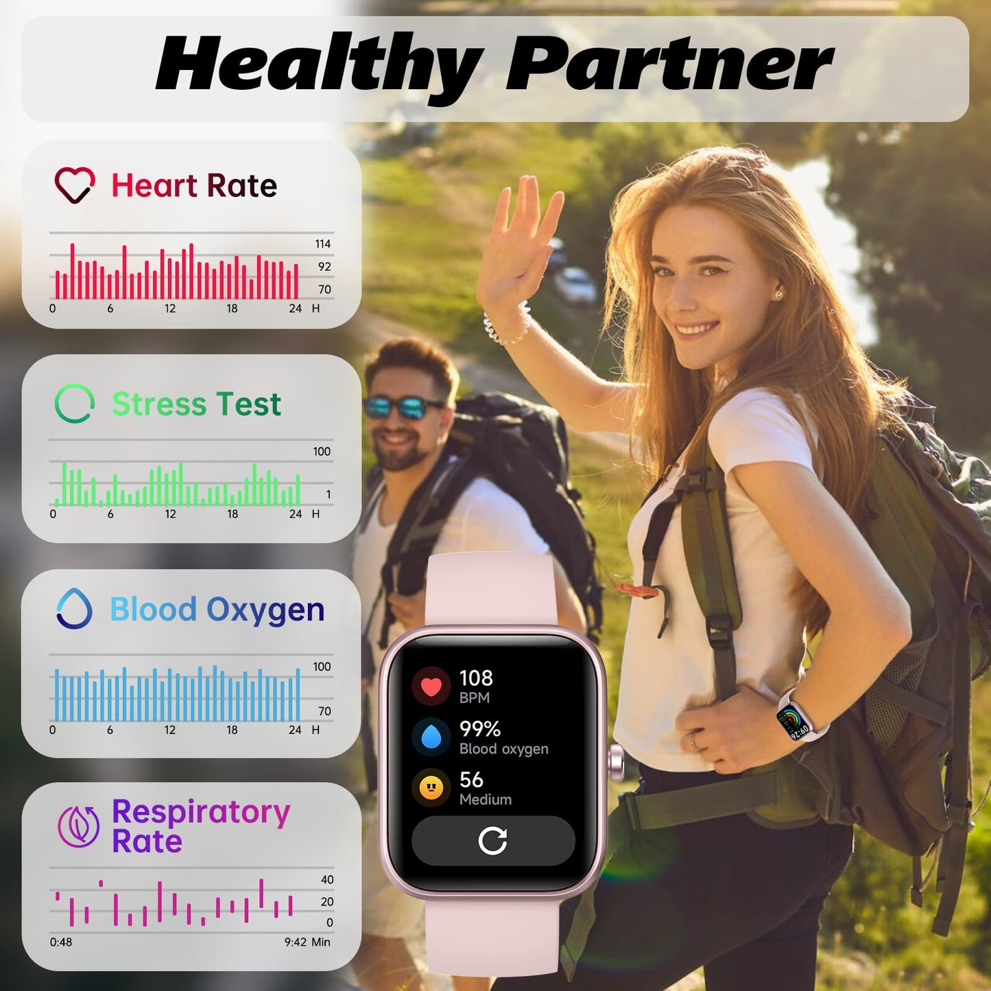 Smart Watch for Men Women with Bluetooth Call, Alexa Built-in, Heart Rate & Sleep Monitor, 1.83" DIY Dial Fitness Watch with 100+ Sport Modes, IP68 Waterproof, Compatible with Android iOS 🍁 All In One Marketplace Canada