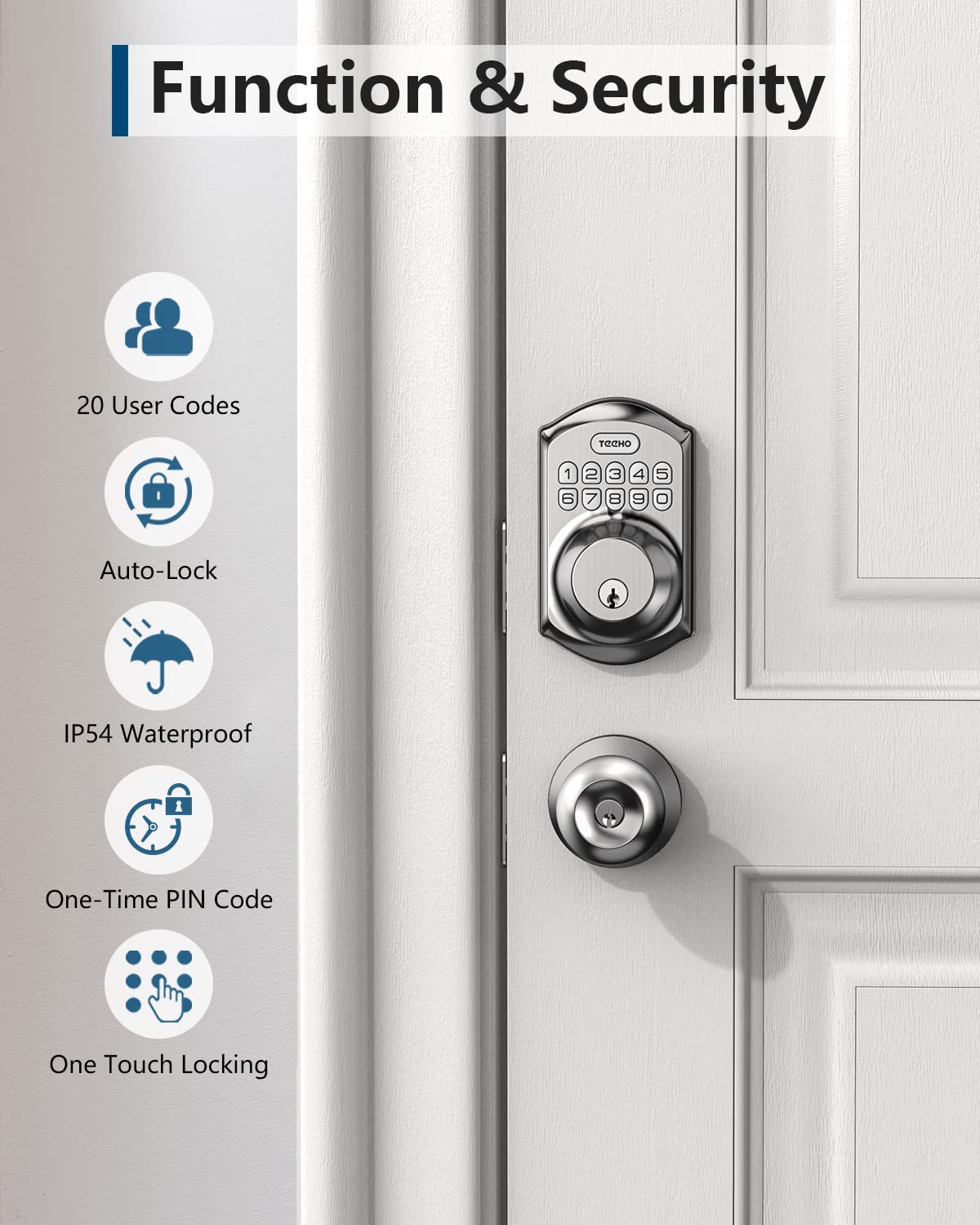 TEEHO TE001 Keyless Entry Door Lock with Keypad - Smart Deadbolt Lock for Front Door with 2 Keys - Auto Lock - Easy Installation - Satin Nickel 🍁 All In One Marketplace Canada
