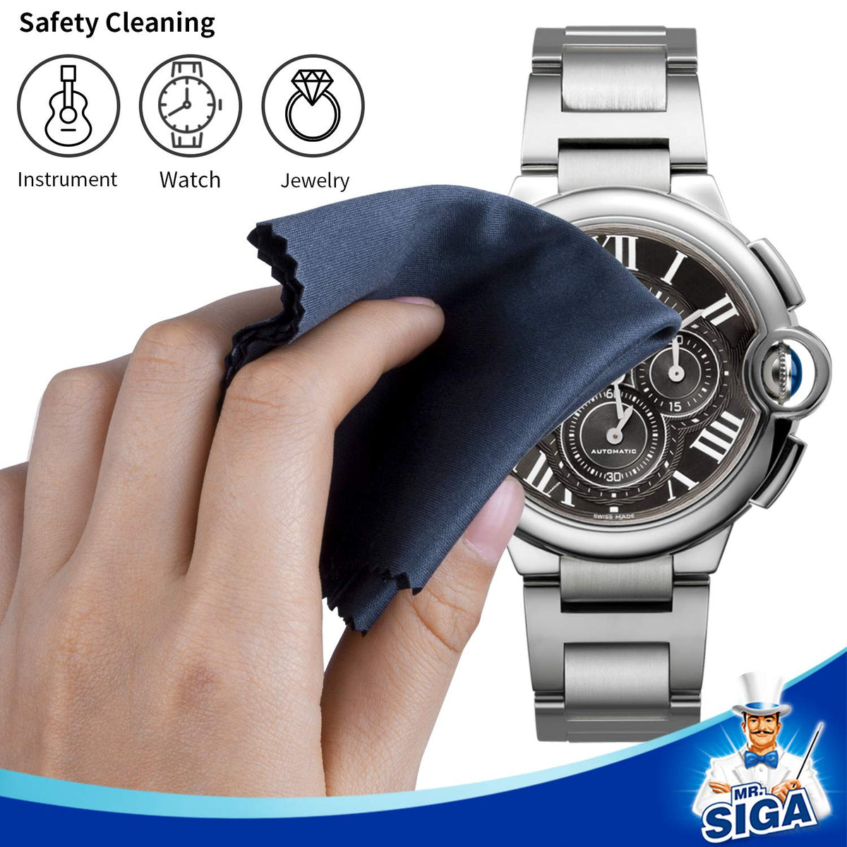 MR.SIGA Premium Microfiber Cleaning Cloths for Lens, Eyeglasses, Screens, Tablets, Glasses, 12 Pack, 6 x 7 inches (15 x 18 cm), Navy/Gray 🍁 All In One Marketplace Canada