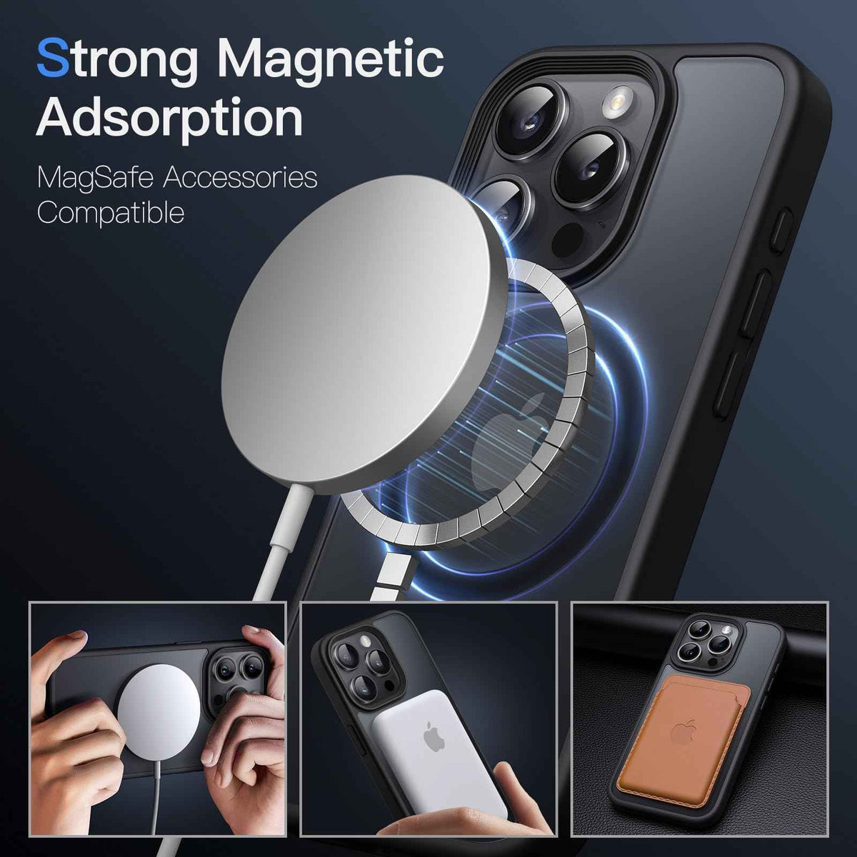 JETech Magnetic Case for iPhone 15 Pro 6.1-Inch Compatible with MagSafe, Translucent Matte Back Slim Shockproof Phone Cover (Black) 🍁 All In One Marketplace Canada