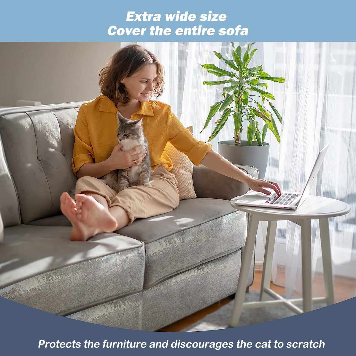 Cat Scratch Protector 15.7" x 118" Self-Adhesive Single Side Furniture Protectors from Cats Scratch Cat Couch Scratch Protector Transparent DIY Cutting Anti Scratch Furniture 🍁 All In One Marketplace Canada