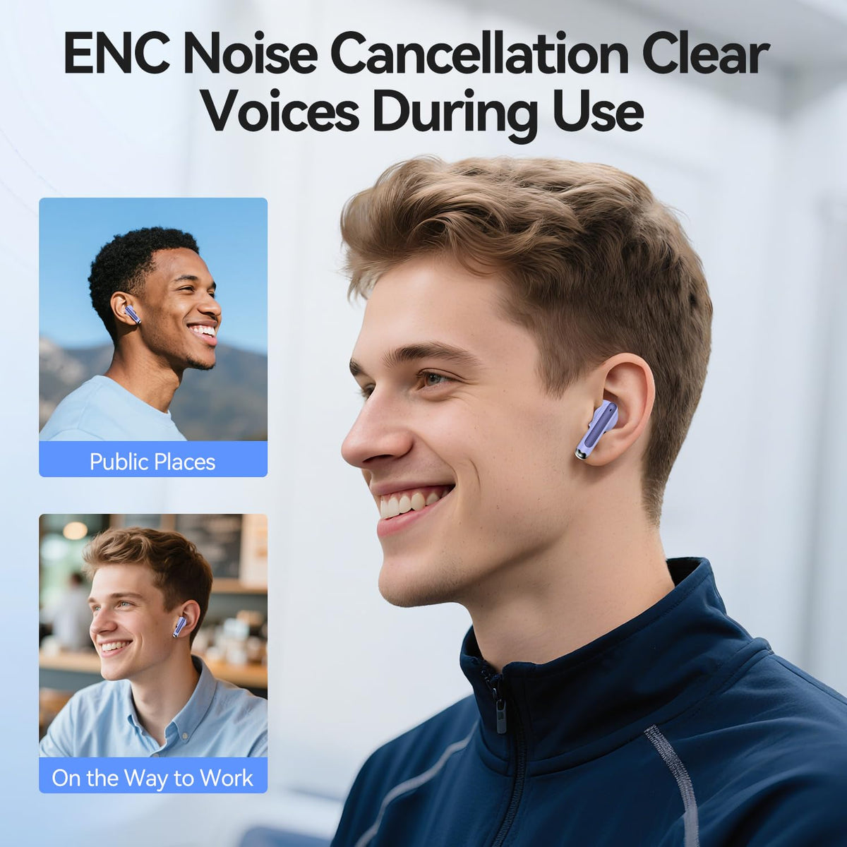 Wireless Earbuds, Bluetooth 5.4 in-Ear Headphones Wireless Bluetooth with ENC 4 Mics, Bluetooth Earbuds 50 Hour Noise-Cancelling Ear Buds with LED Indicator, IPX7 Waterproof for Sports/Work Purple 🍁 All In One Marketplace Canada