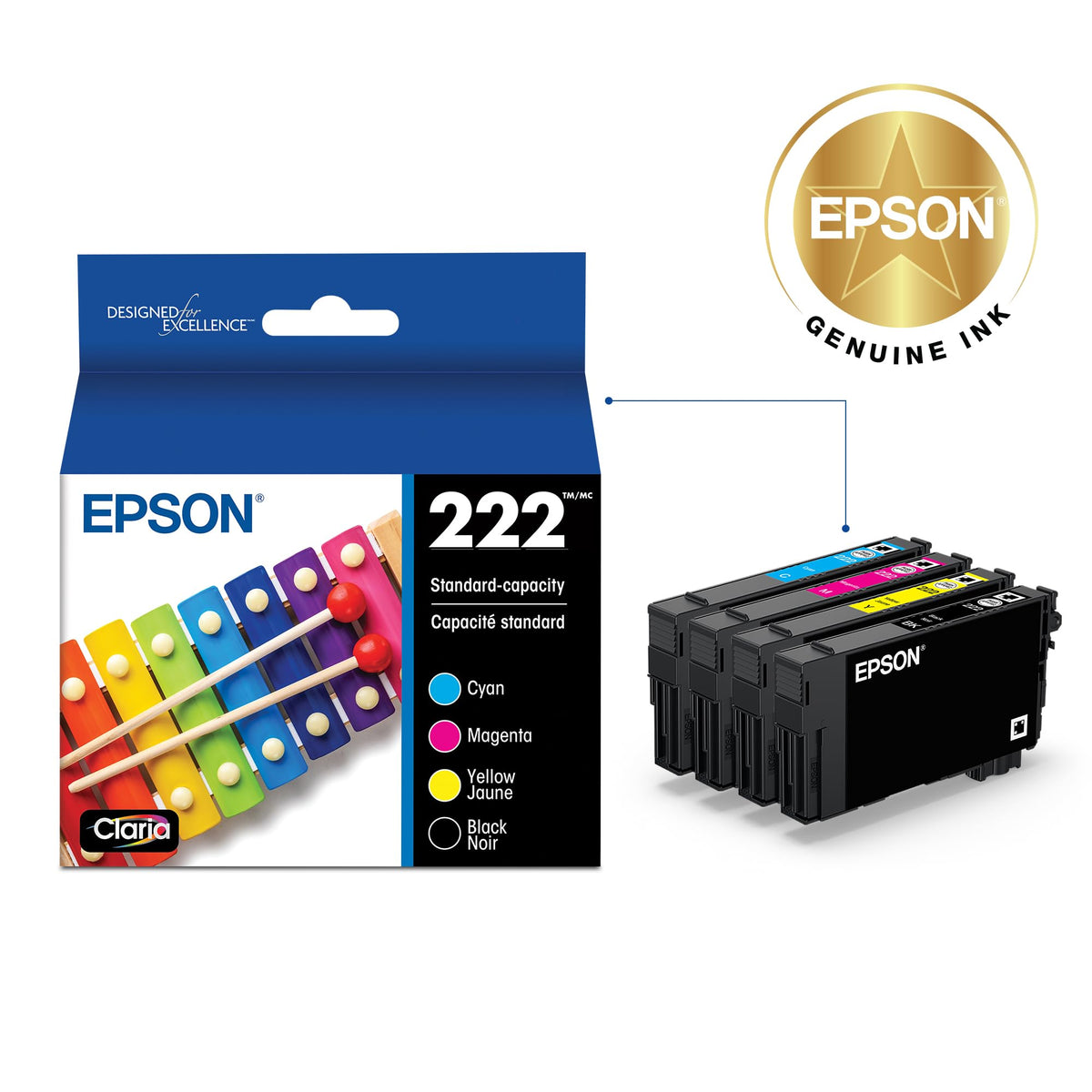 Epson 222 Genuine Ink Cartridge Black and Color Combo Pack T222120-BCS 🍁 All In One Marketplace Canada