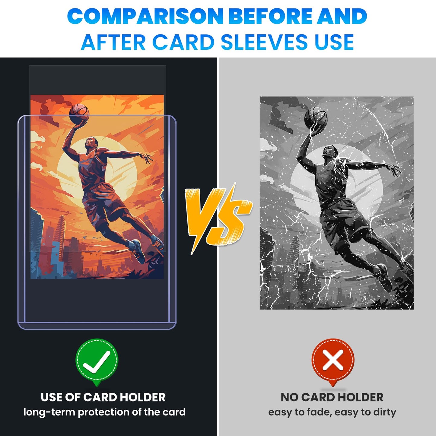 ZENOWICK 200 Packs Card Sleeves Hard, Top Loaders for Cards 3" x 4" Card Protectors Plastic, Card Top Loaders Fit for Hockey, Baseball, Football Cards (100 Hard + 100 Soft Sleeves) 🍁 All In One Marketplace Canada