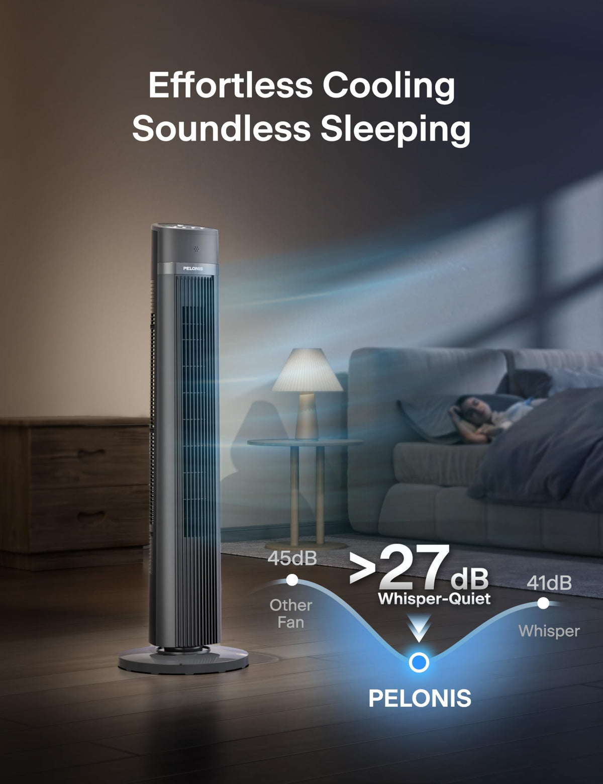 PELONIS Oscillating Tower Fan with Remote Control 40’’ Quiet Stand Up Fan with 3 Speed Settings and 3 Modes 15-Hour Timer LED Display for Bedroom Home Office Use, Black 🍁 All In One Marketplace Canada