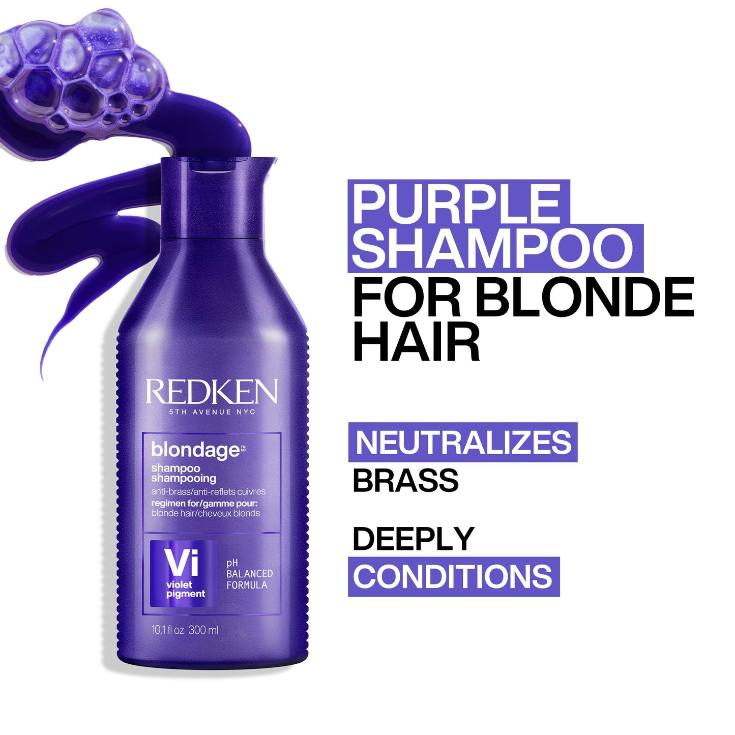 Redken Blondage Purple Toning Shampoo, Neutralizes Brassy Tones In Bleached Or Highlighted Hair, Anti-Brass Shampoo For Blonde Hair, 300ml 🍁 All In One Marketplace Canada