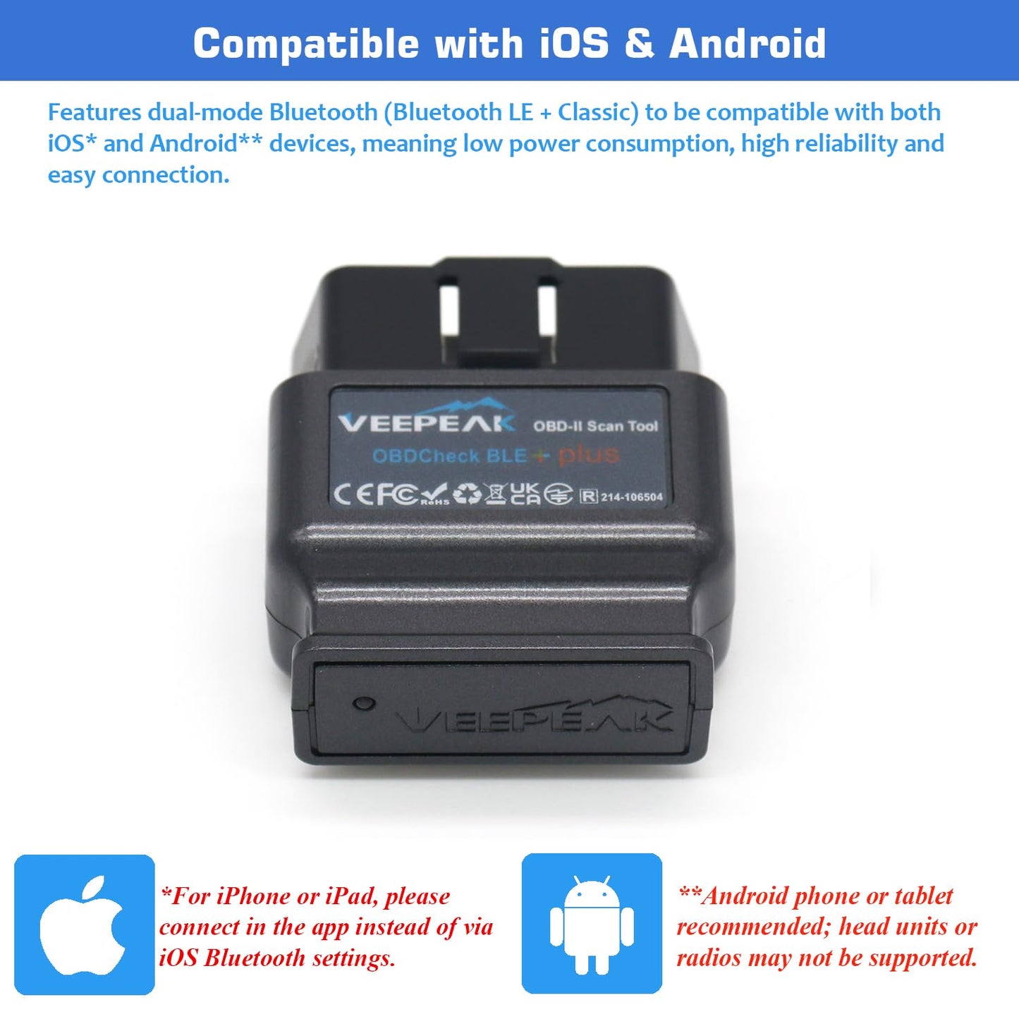 Veepeak OBDCheck BLE+ Bluetooth OBD II Scanner Car Check Engine Light Code Reader Auto Diagnostic Scan Tool for iOS & Android 🍁 All In One Marketplace Canada