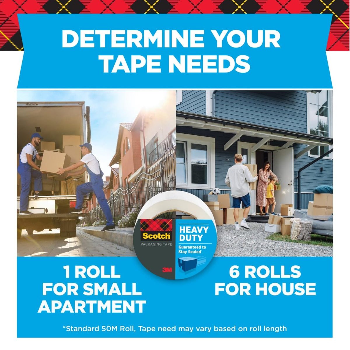 Scotch Packing Tape Heavy Duty Shipping Tape, 1.88" x 50m, 6 Rolls 🍁 All In One Marketplace Canada