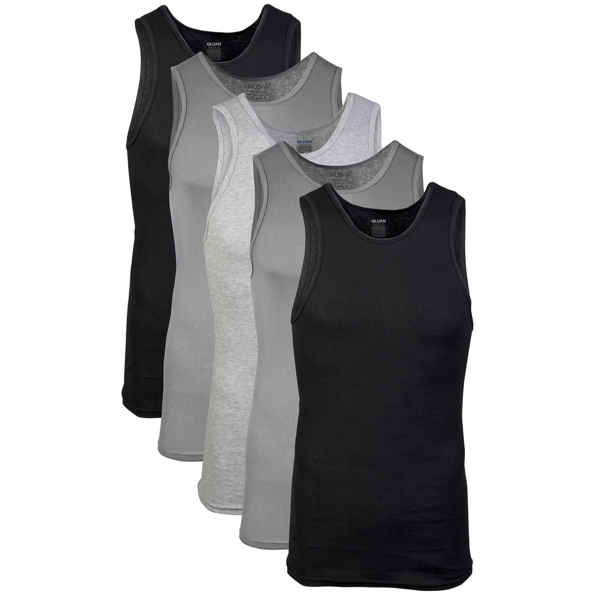 Gildan Men's A-Shirts 5 Pack, Grey/Black, Large 🍁 All In One Marketplace Canada