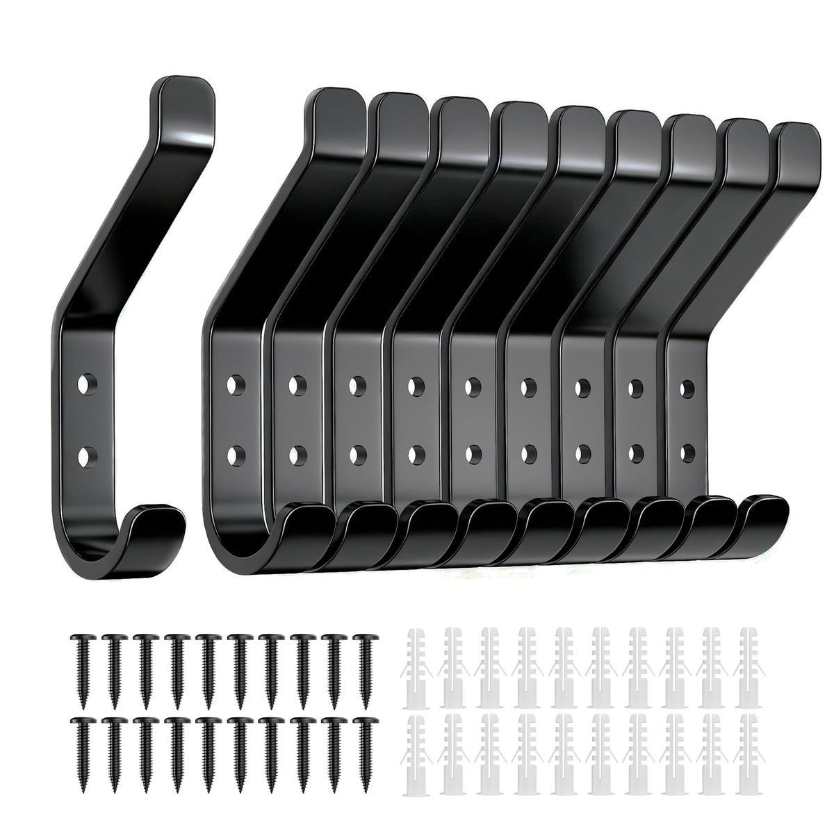 susswiff 10-Pack Coat Hook for Hanging, 10KG (Max), Stainless Wall Hooks for Towel, Hat, Backpack, Key, Clothes, Wall Mounted Coat Hanger for Closet, Black 10 CM 🍁 All In One Marketplace Canada