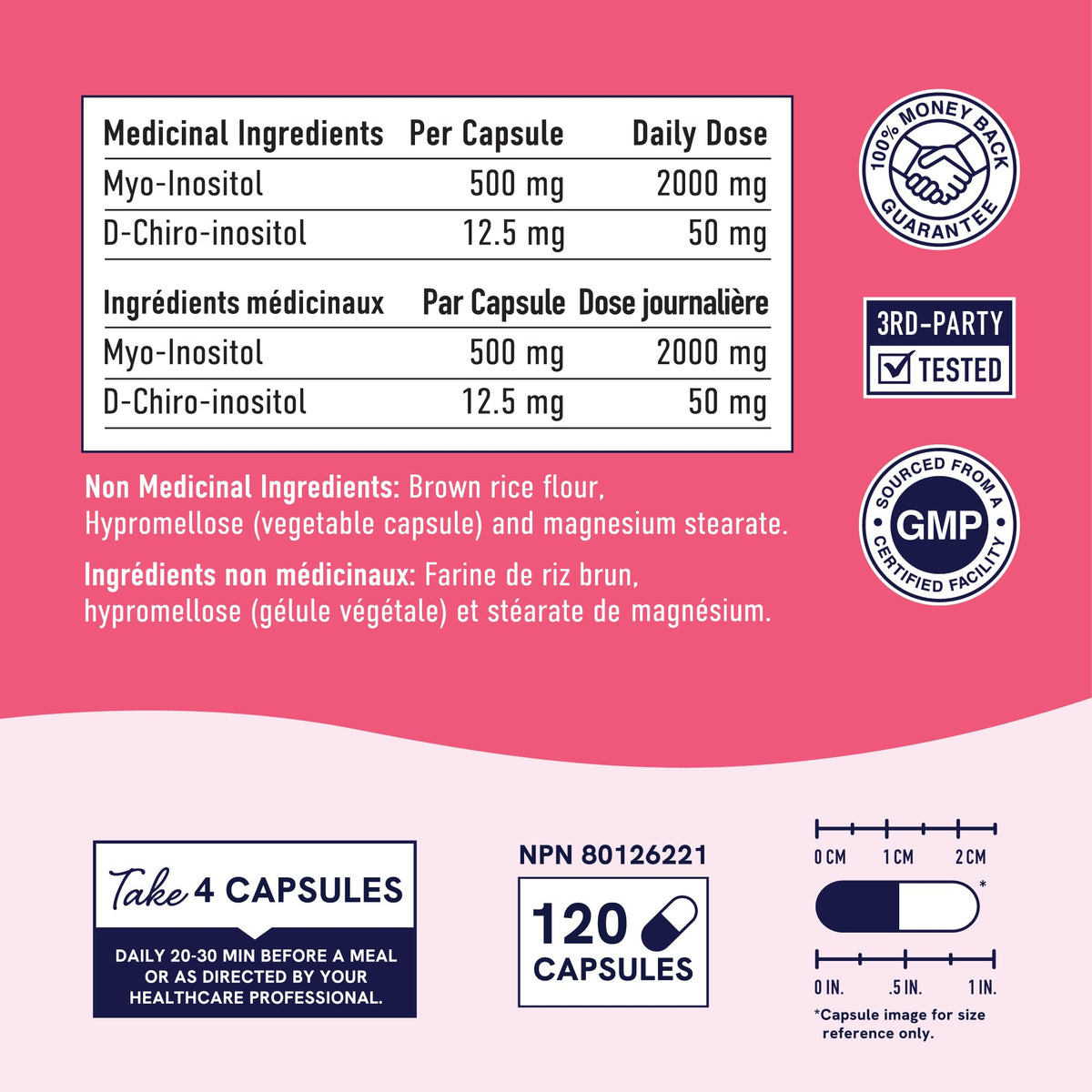 Inositol | Hormone Balance for Women | Myo-Inositol & D-Chiro | Ideal 40:1 Ratio | Myoinositol 2000mg, D Chiro 50mg | Regulate Menstrual Cycle & Support Ovarian Health | 120 Ct (1 Month Supply) 🍁 All In One Marketplace Canada