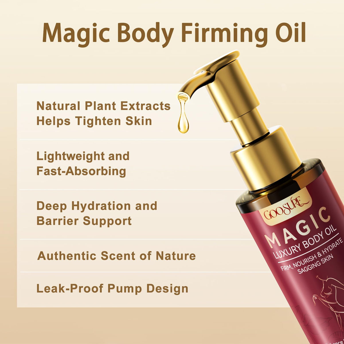 Magic Body Firming Oil, Natural Botanicals Firming Body Massage Oil, Fast Absorbing with Cactus Extract & Camellia, Vitamin E, Moisturizer & Hydrating Body Oil with Abdomen&Legs& Full Body, 4.06 Fl oz 🍁 All In One Marketplace Canada