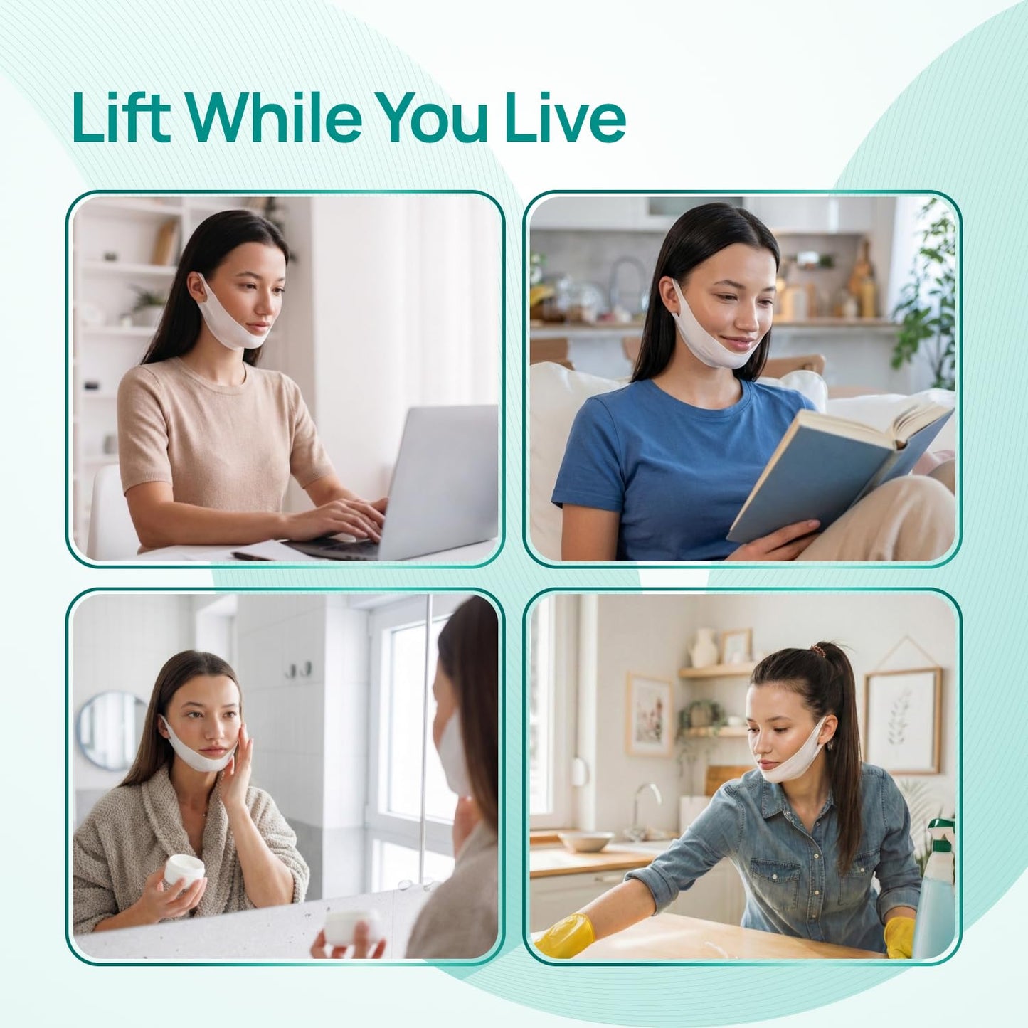 Plantifique V-Line Face Mask with Hyaluronic Acid, 5 Pack Chin Strap for Double Chin, V Line Lifting Masks - V Shape Face Tape, Jawline & Neck Mask for Skin Firming 🍁 All In One Marketplace Canada