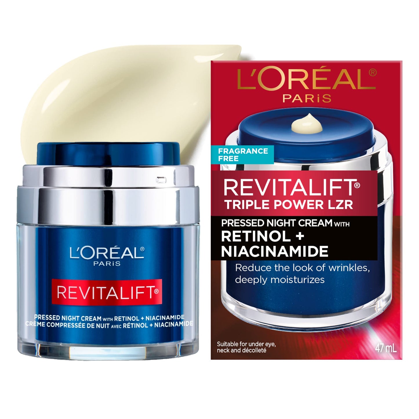 L'Oreal Paris Retinol Pressed Night Cream with Niacinamide, Reduces the Look of Wrinkles & Hydrates Skin, Revitalift Triple Power LZR, Skincare, 47 ml 🍁 All In One Marketplace Canada