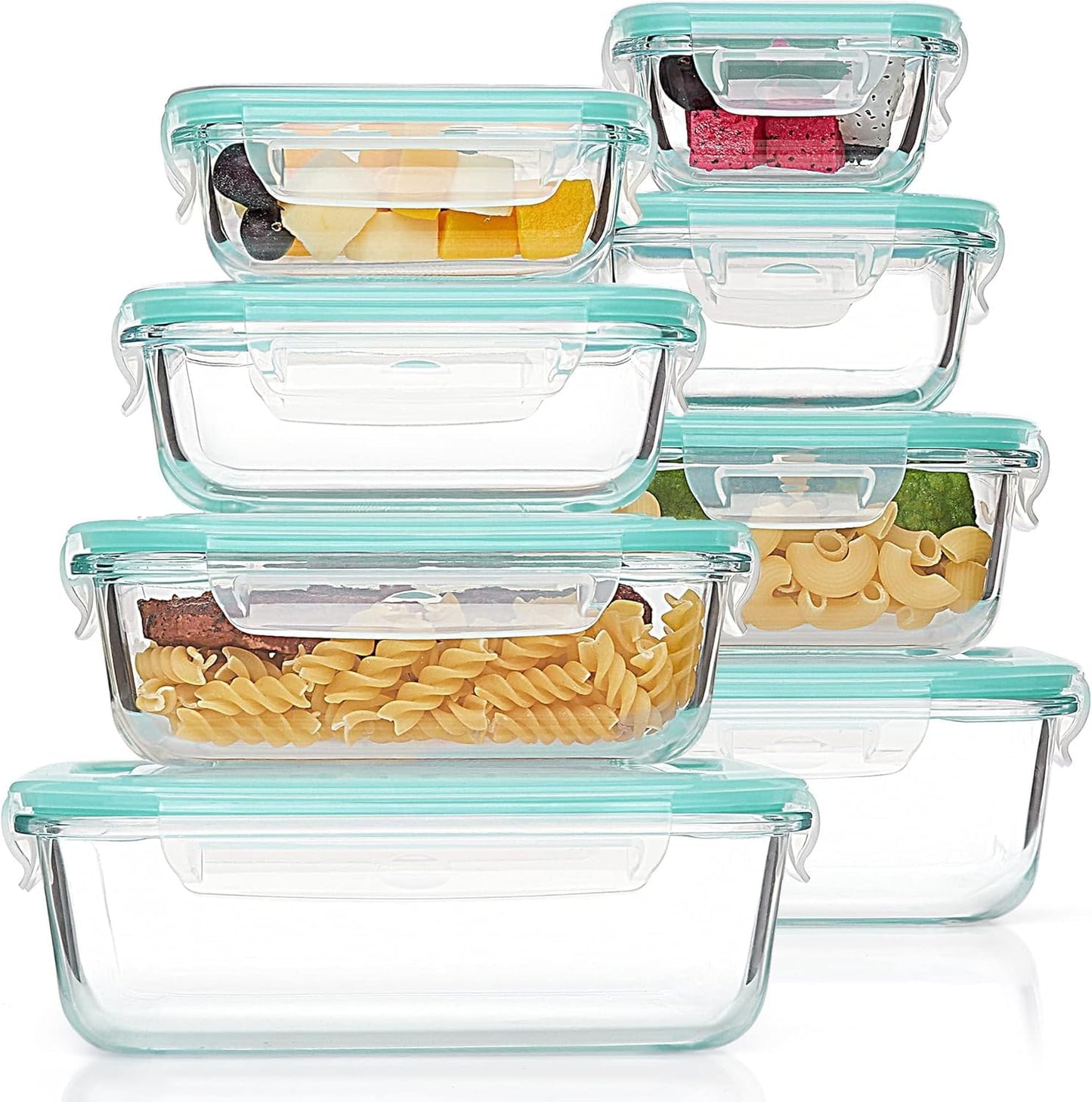 Vtopmart 8 Pack Glass Container Food Storage, Meal Prep Containers, Airtight Lunch Boxes with Leak Proof Locking Lids, for Microwave, Oven, Freezer and Dishwasher, Green 🍁 All In One Marketplace Canada