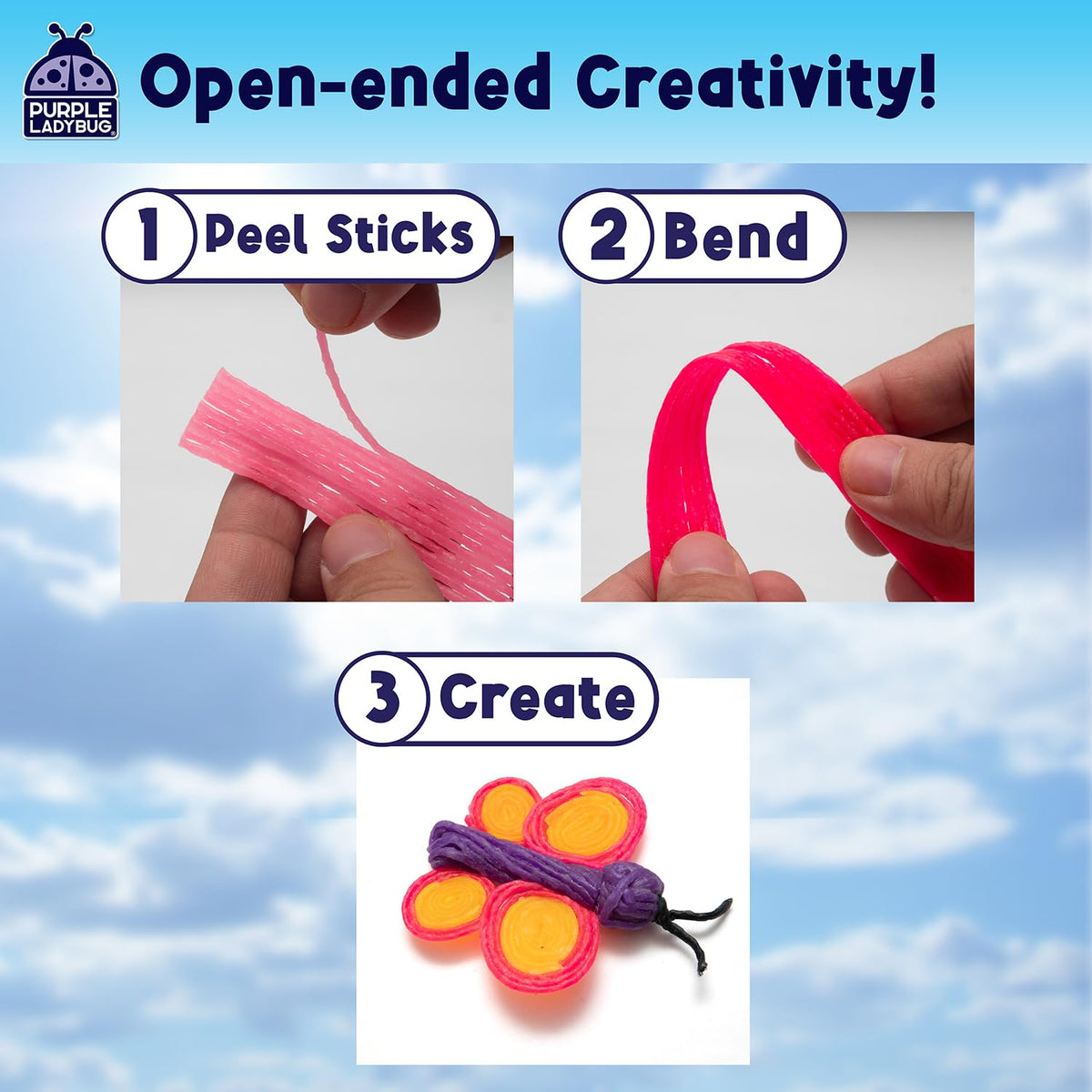 Purple Ladybug 300 Bendable Wax Craft Stix - Fun Roadtrip and Travel Activities, Arts & Crafts for Kids 6-8, Boys & Girls Gifts 4-12 Years Old, Birthday Party Favors for Kids, Loot Bag Fillers 🍁 All In One Marketplace Canada