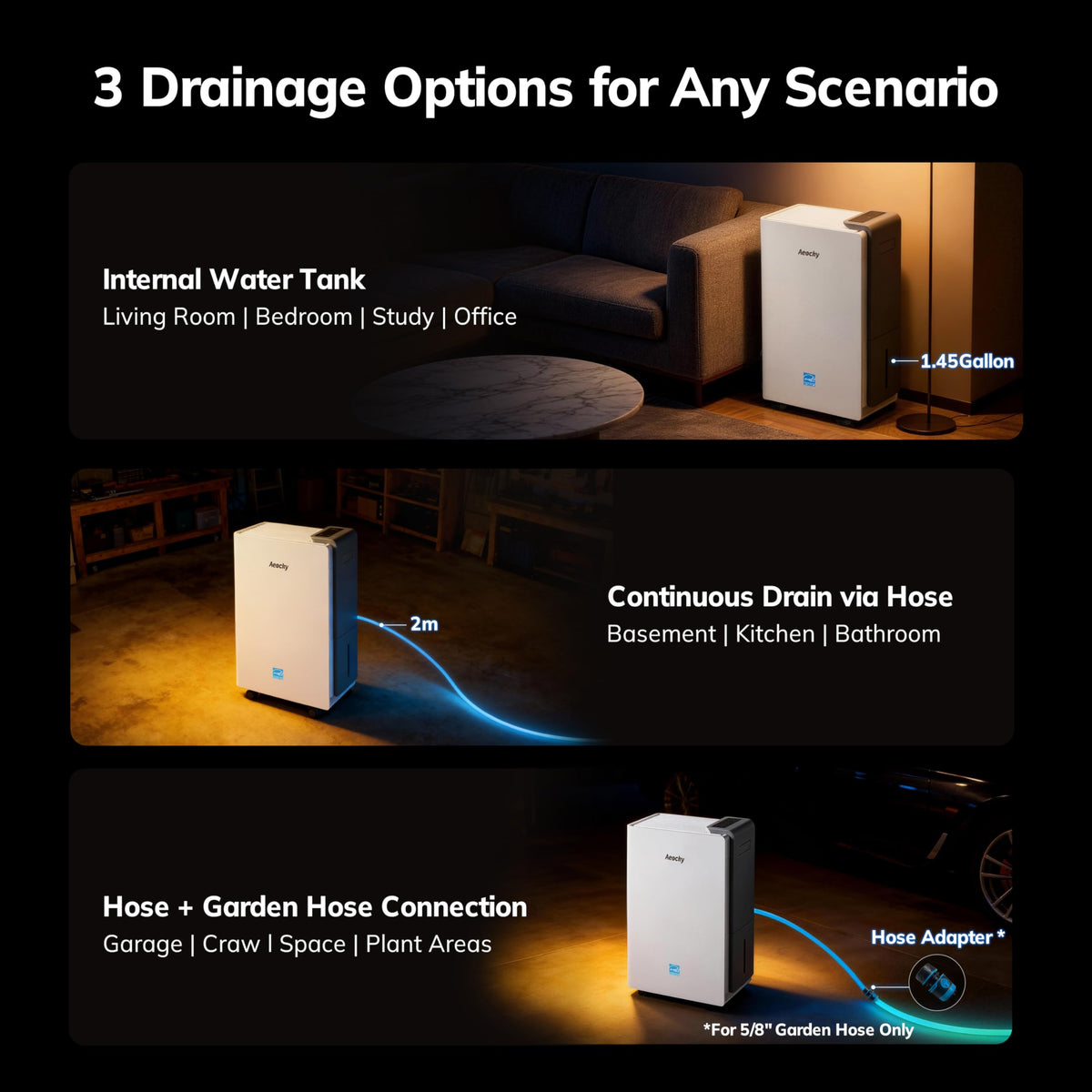 AEOCKY 4500 Sq.Ft Most Efficient Energy Star 2025 Dehumidifier, Max 80 Pint/D Smart Compressor Dehumidifier with Drain Hose, Intelligent Humidistat,for Basement,Bedroom,Home,Bathroom 🍁 All In One Marketplace Canada