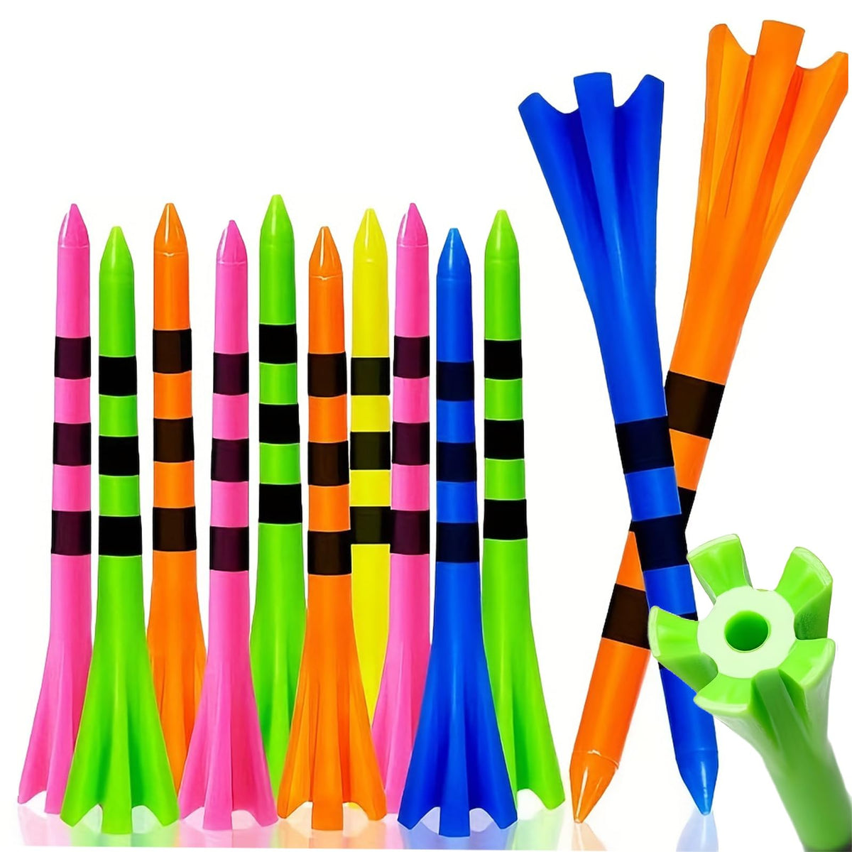 SWINGTEK 120 Pack Plastic Golf Tees,Contain 100 pcs 3-1/4 Inch Unbreakable Long Tees and 20 Short Tees,Mixed Color,Frictional Resistance Reduction 🍁 All In One Marketplace Canada