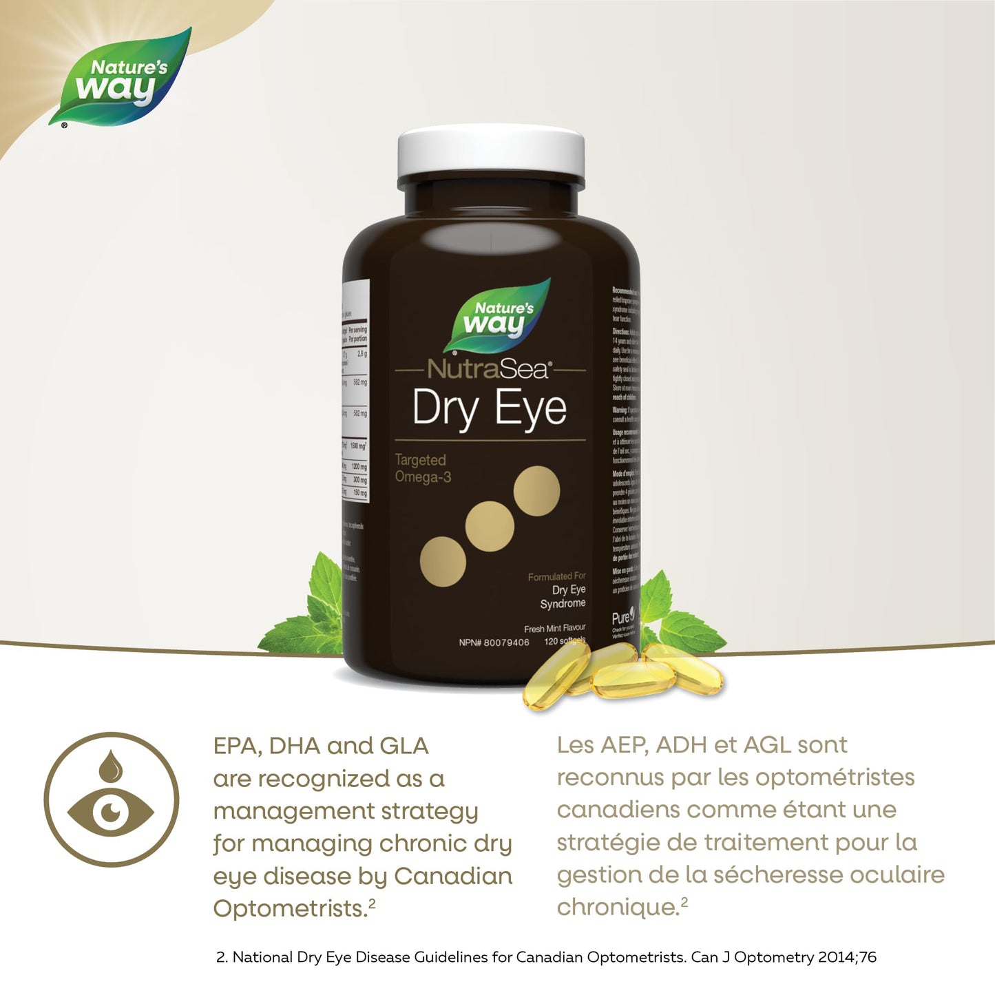 Nature’s Way NutraSea Dry Eye Omega‑3 Supplement – Targeted Eye Health & Tear Support – 1500 mg EPA + DHA with 150 mg GLA – Citrus Flavour Fish Oil – 120 Softgels 🍁 All In One Marketplace Canada