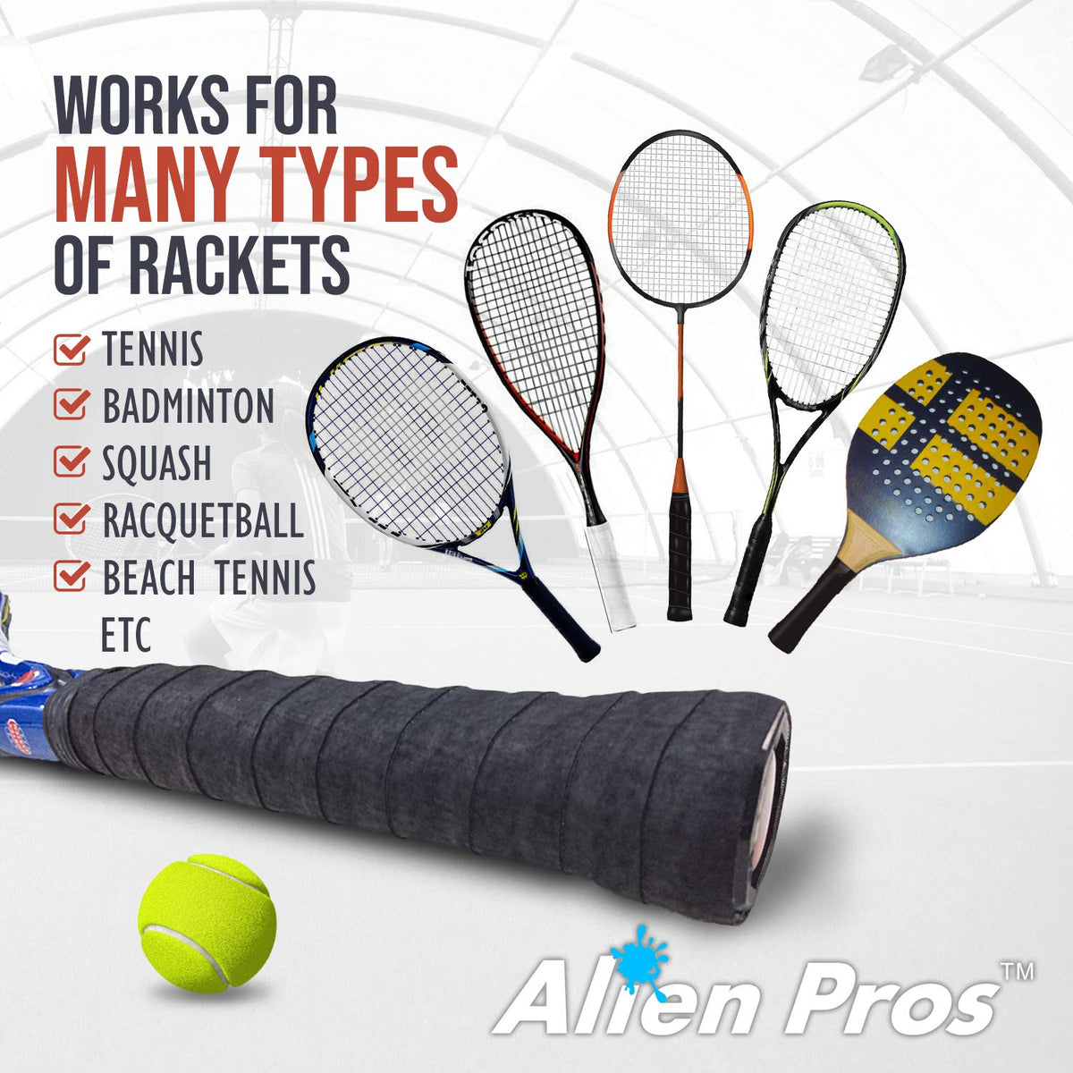 Alien Pros Tennis Racket Grip Tape (6 Grips) – Precut and Dry Feel Tennis Grip – Tennis Overgrip Grip Tape Tennis Racket – Wrap Your Racquet for High Performance (6 Grips, Black) 🍁 All In One Marketplace Canada