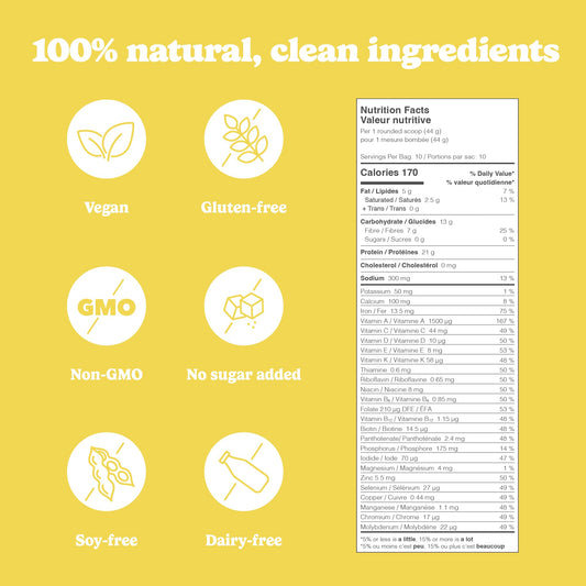 Good Protein Vegan Plant-based Protein Powder 100% Natural, Non-GMO, Dairy-free, Gluten-free, Soy-free, No Added Sugar and Nothing Artificial. Bananas & Cream All-in-One Shake 440 grams 🍁 All In One Marketplace Canada
