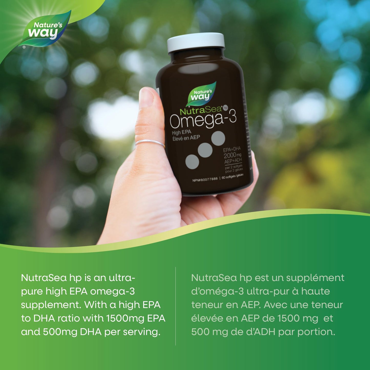 Nature's Way NutraSea HP Omega 3 Extra Strength Supplement with Fish Oil – Fresh Mint Flavour – Heart & Brain Support for Adults and Kids 9+ – 60 Softgels 🍁 All In One Marketplace Canada