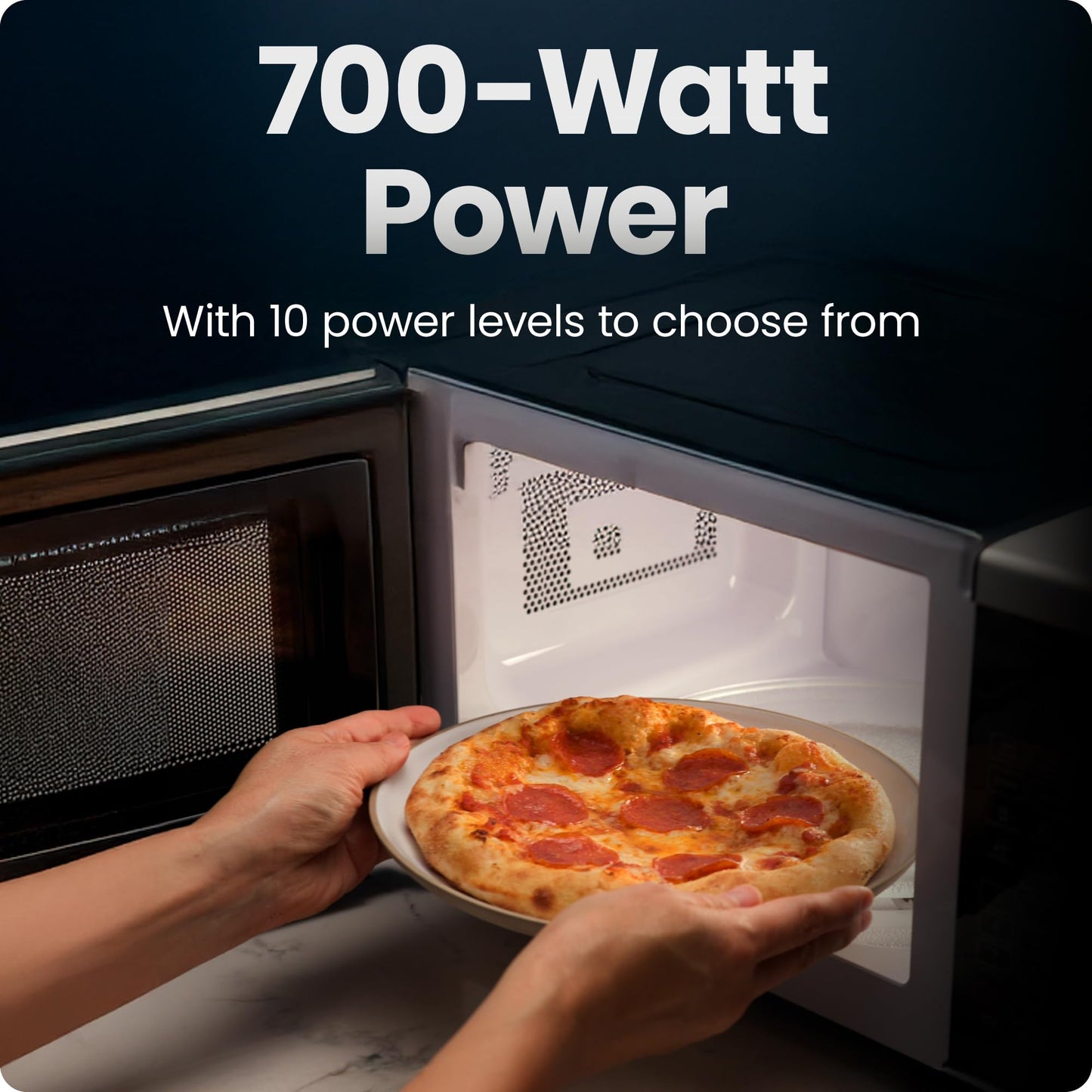Chefman Countertop Microwave Oven 0.7 Cu. Ft., 700 Watts with 10 Power Levels, 6 Cooking Presets with One-Touch Express Cook, Eco Mode, Child Safety Lock, & Mute Button - Black 🍁 All In One Marketplace Canada