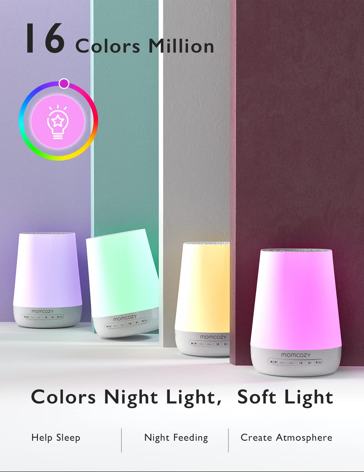 Baby Sound Machine, Momcozy White Noise Machine for Baby Sleeping with Night Light, Toddler Sleep Trainer 34 Soothing Sleep Sounds, Timer, App Remote Control, Personal Sleep Routine Alarm Clock(Blue) 🍁 All In One Marketplace Canada