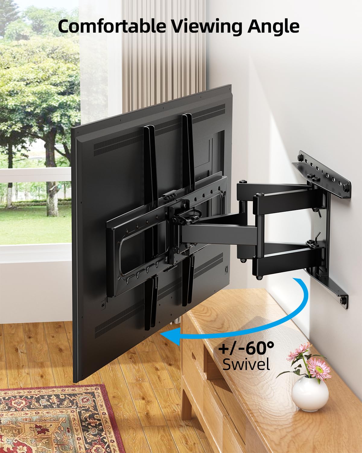HOME VISION Full Motion TV Wall Mount for Most 32-85 inch TVs up to132 lbs, TV Mount Swivel and Tilt with Dual Articulating Arms, Wall Mount TV Bracket Max VESA 600x400mm, Fits 8" 12" 16" Wood Studs 🍁 All In One Marketplace Canada