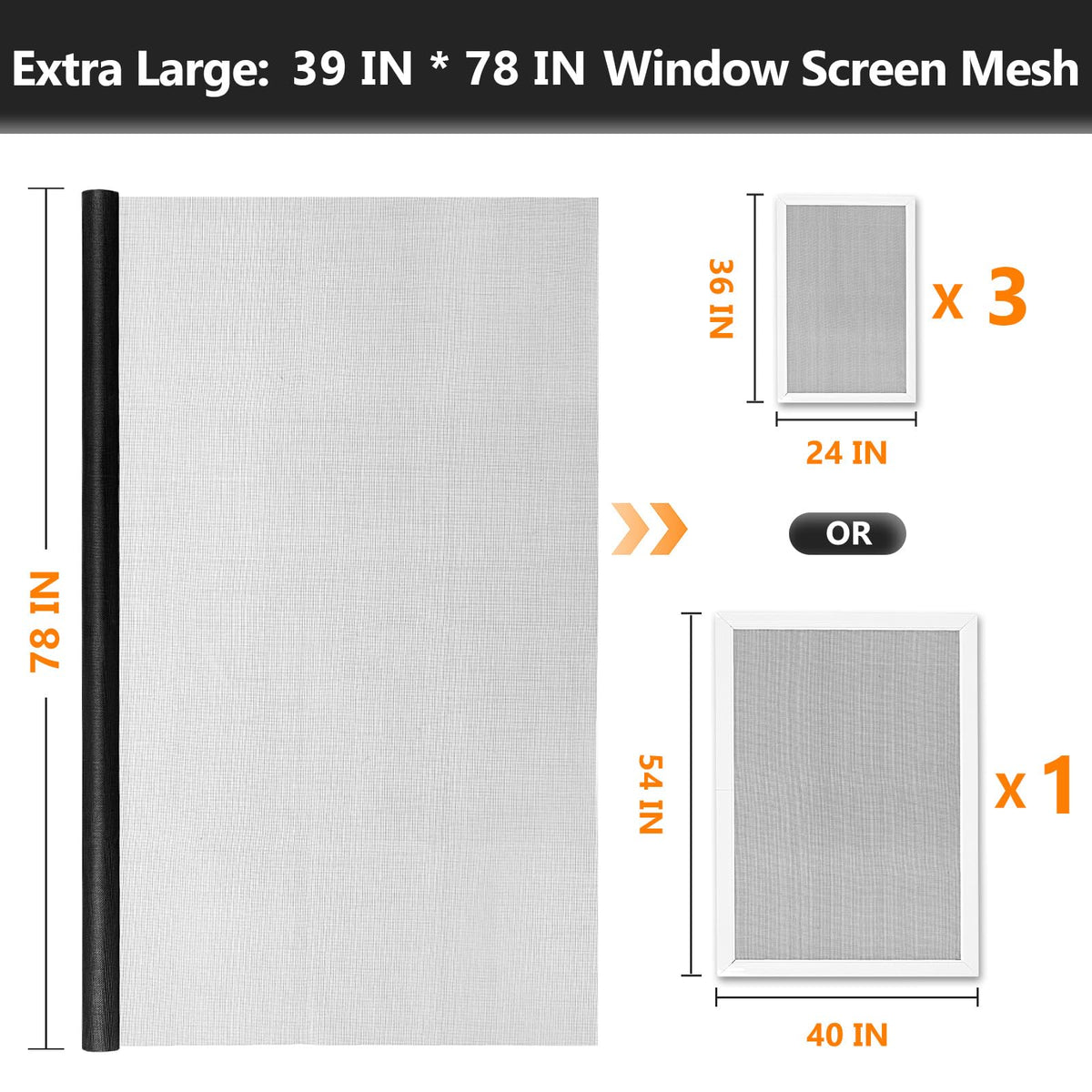 Secopad Window Screens Replacement Repair Kit, 39" x 78" Screen Door Mesh Replacement Kit, Durable Fiberglass Mesh Screen Roll with Tools for Windows Doors Patio and Porch Screens, Black 🍁 All In One Marketplace Canada