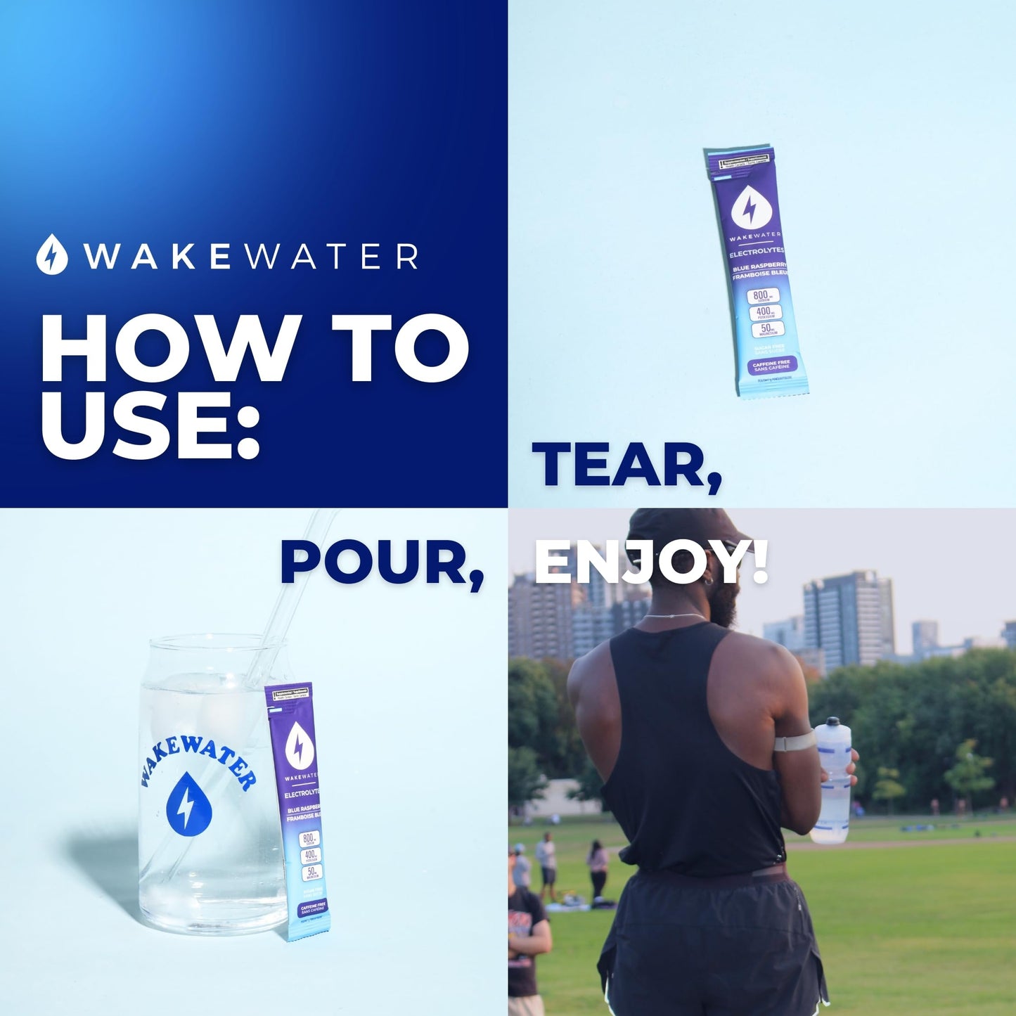 Wake Water Sugar Free Electrolyte Packets, Hydration Powder, Keto & Paleo Friendly Electrolyte Drink Mix, Fasting Hydration Packs, Travel Essentials, Pack of 10 (6g Each) (6 g (Pack of 10), Blue Raspberry) 🍁 All In One Marketplace Canada