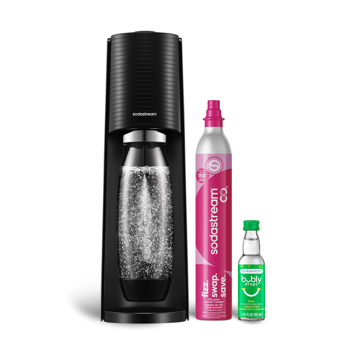 SodaStream Terra Sparkling Water Maker with CO2 Cylinder, 1L Dishwasher Safe Bottle & Bubly Drink (Black) 🍁 All In One Marketplace Canada