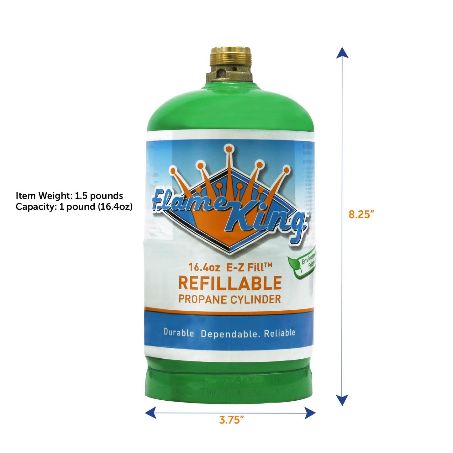 Flame King Refillable 1LB Empty Propane Cylinder Tank - Reusable - Safe and Legal Refill Option - DOT Compliant-16.4 oz (2-Pack), Green (YSN164-2) 🍁 All In One Marketplace Canada