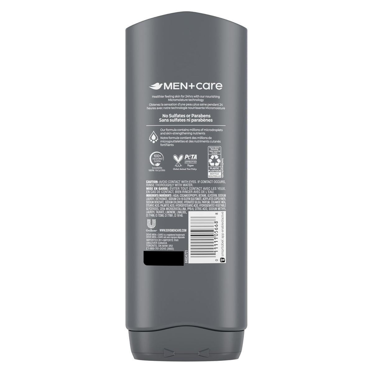 Dove Men+Care Body and Face Wash with 24-hour Nourishing Micromoisture, Deep Clean, Men's Body Wash, 532mL (Pack of 4) 🍁 All In One Marketplace Canada