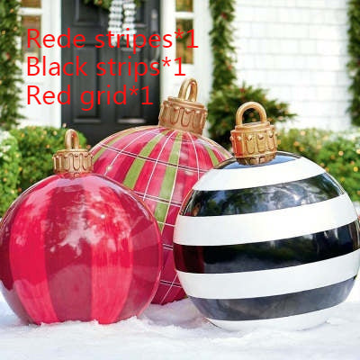 Giant Inflatable 60cm Christmas Ball Ornaments, Outdoor Waterproof PVC Ornament Ball, Holiday Decor, Pack Options