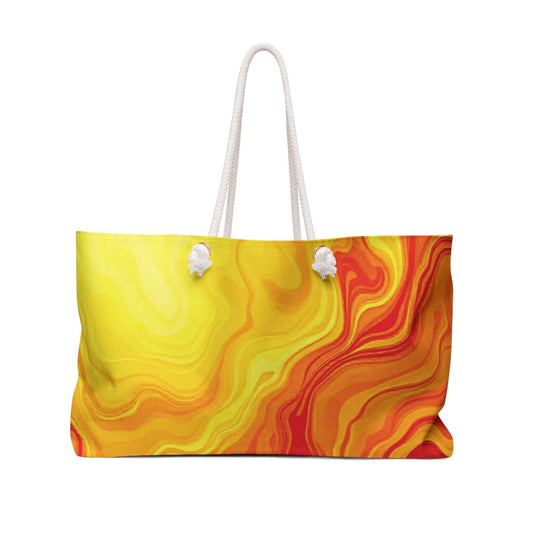 Fiery Abstract Swirl Weekender Bag | Marble Gradient Travel Tote
