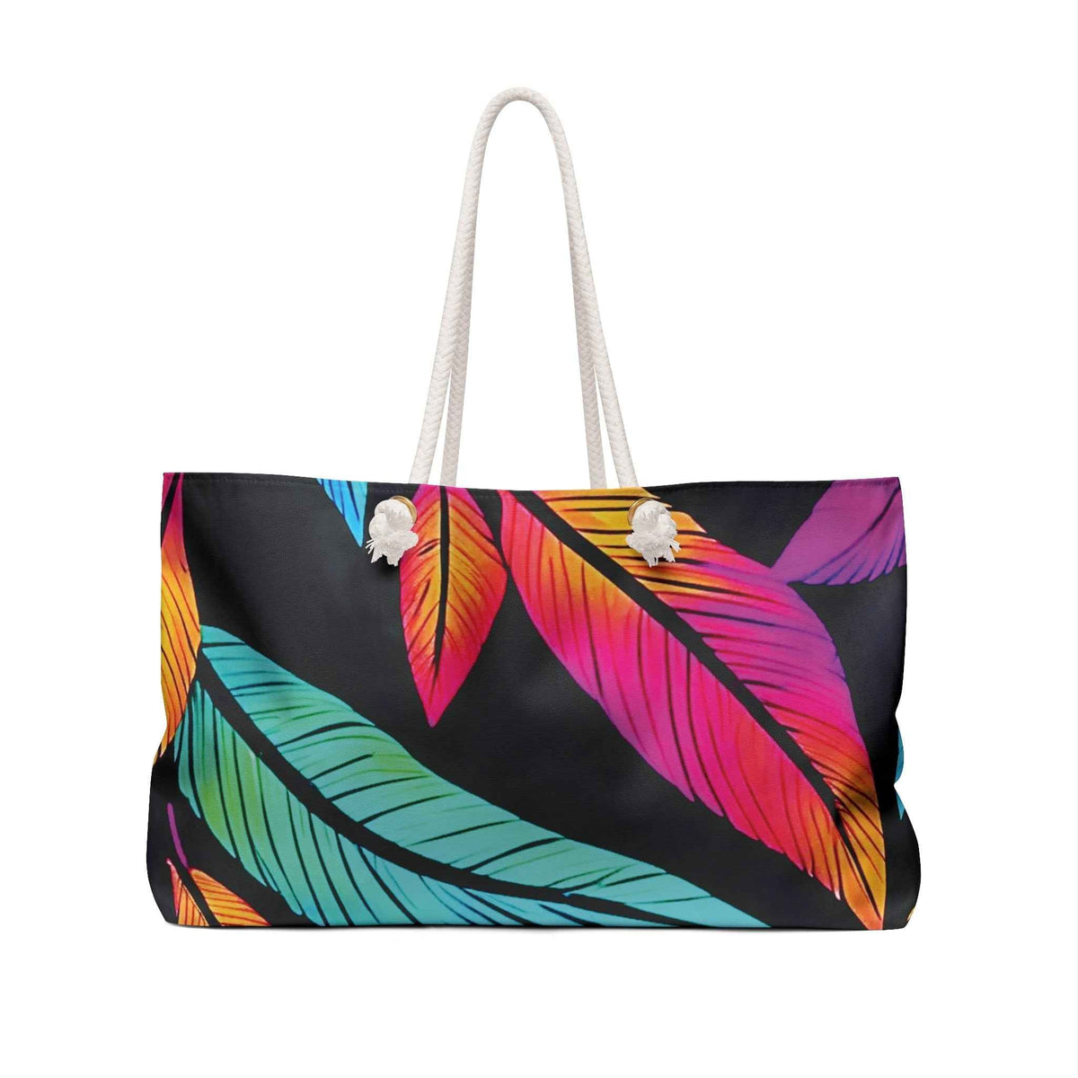 Colorful Tropical Feathers Weekender Bag | Vibrant Travel Tote