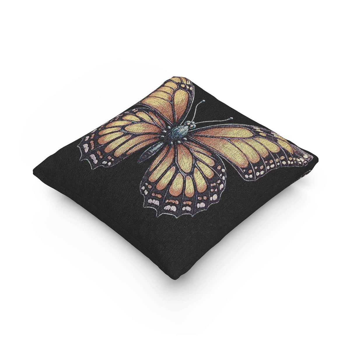 Monarch Butterfly Woven Pillow | Pixel Art Butterfly Throw Pillow
