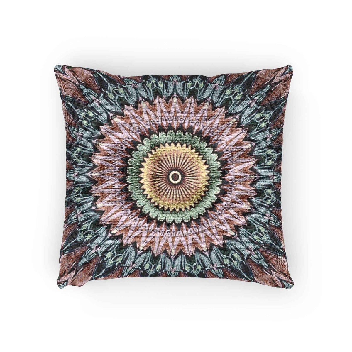 Mandala Sunburst Woven Pillow | Boho Geometric Decorative Cushion Cover