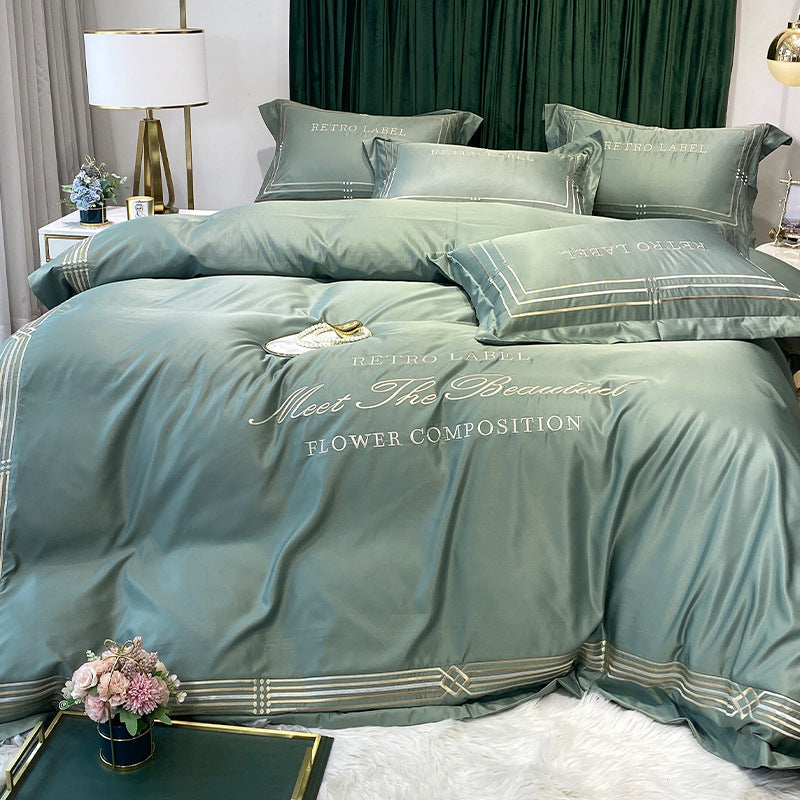 Tencel Embroidered Washed Cotton Bedding Set