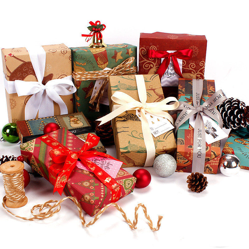 Classic Thickened Christmas Gift Wrapping Paper, Kraft Gift Wrap Sheets 50x76cm, Holiday Patterns