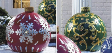 Giant Inflatable 60cm Christmas Ball Ornaments, Outdoor Waterproof PVC Ornament Ball, Holiday Decor, Pack Options