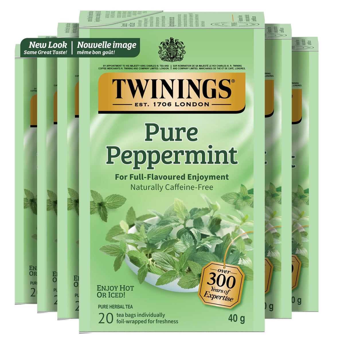 Twinings Pure Peppermint Herbal Revive Individually Wrapped Teabags, Naturally Caffeine-Free, 20 Count (Pack of 6), Enjoy Hot or Iced 🍁 All In One Marketplace Canada