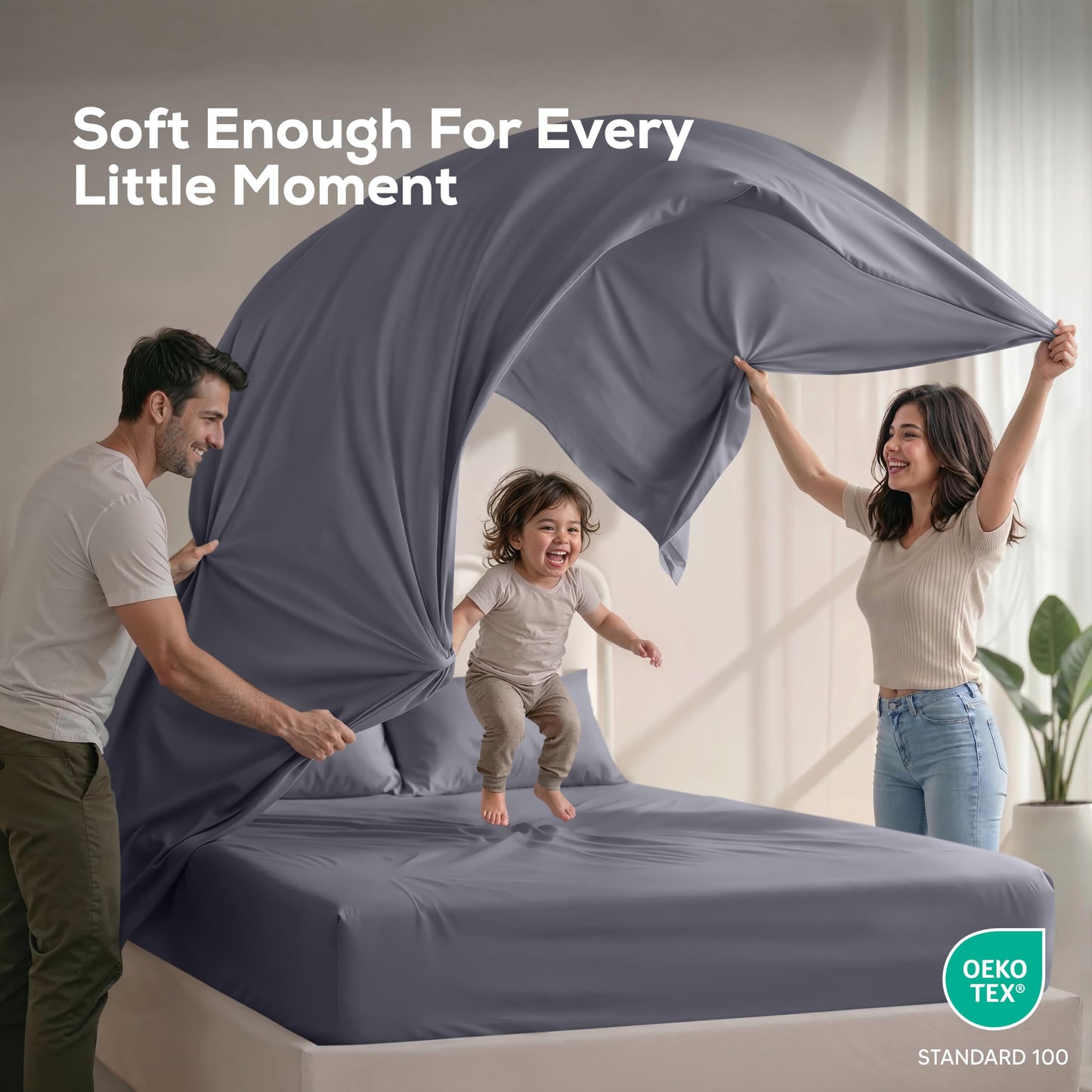 Utopia Bedding Queen Bed Sheets - 4 Piece Queen Size Cooling Sheet Set - Hotel Luxury Soft Breathable Microfiber, Oeko-TEX, Deep Pocket Easy Fit & Care, Fade & Wrinkle Resistant, Grey 🍁 All In One Marketplace Canada